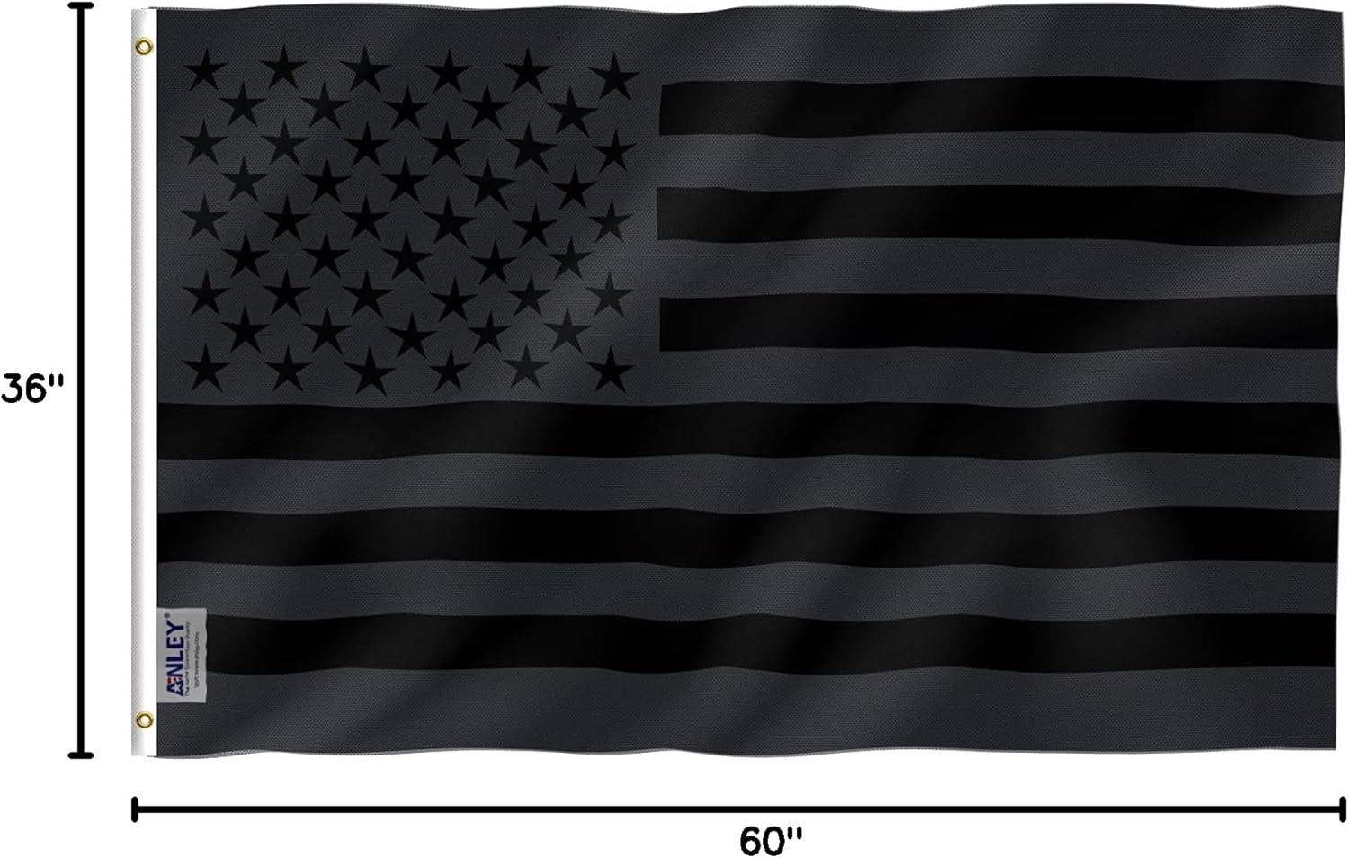 3x5 Foot Black Polyester American Flag with Brass Grommets