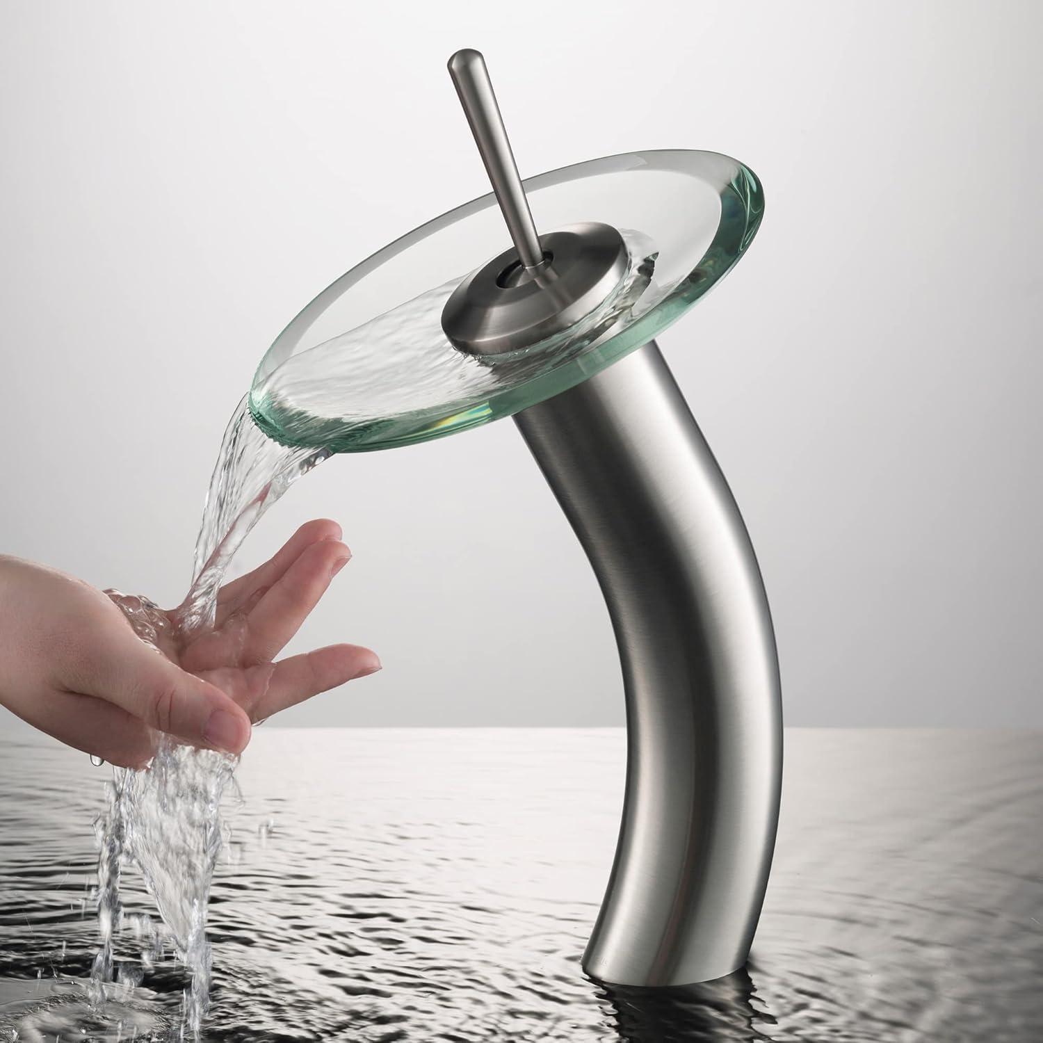 Waterfall Single Hole Single Handle Bathroom Faucet with Drain Assembly
