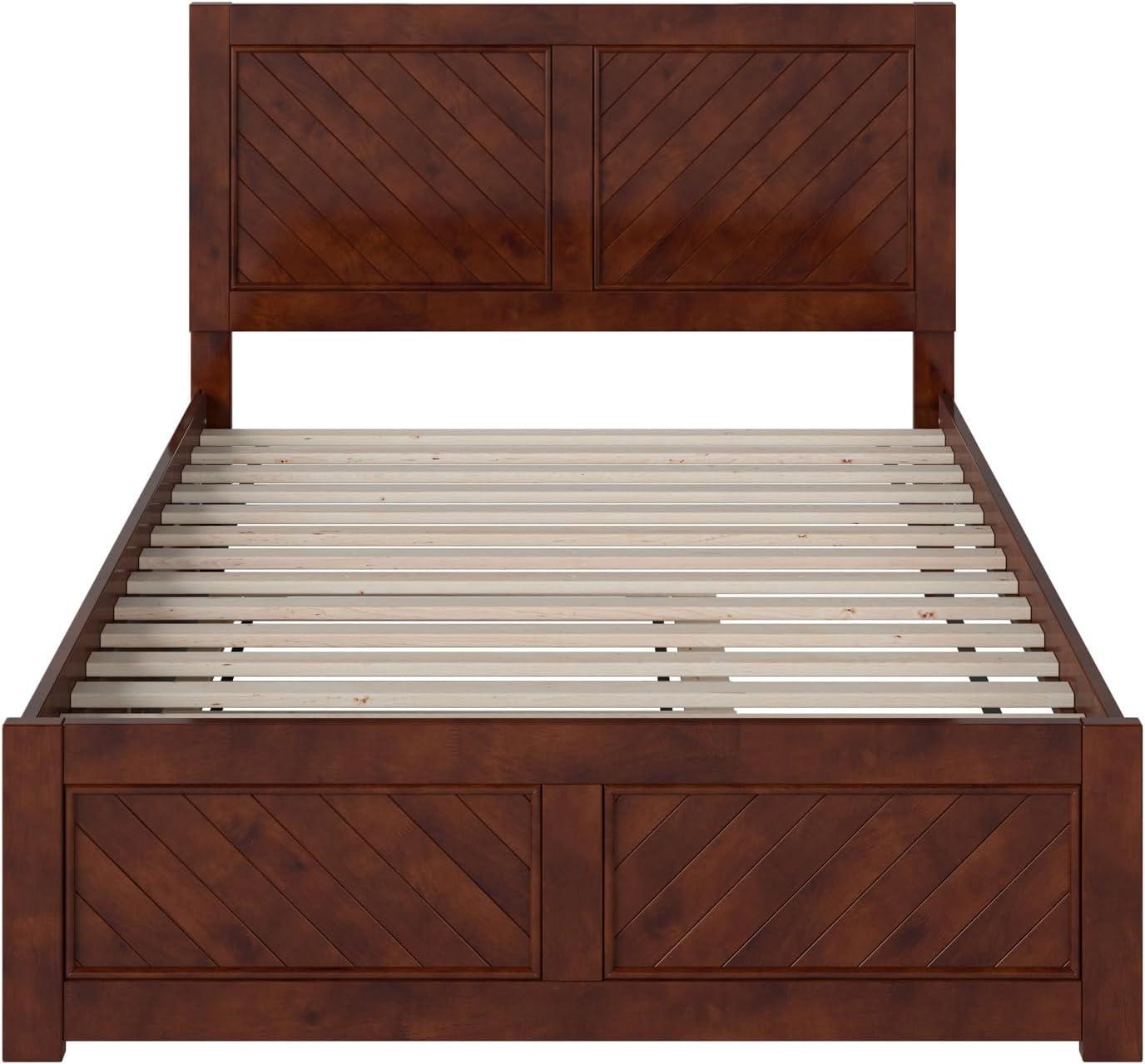 AFI Canyon Walnut Solid Wood Platform Bed with Matching Footboard & Twin Trundle, Full