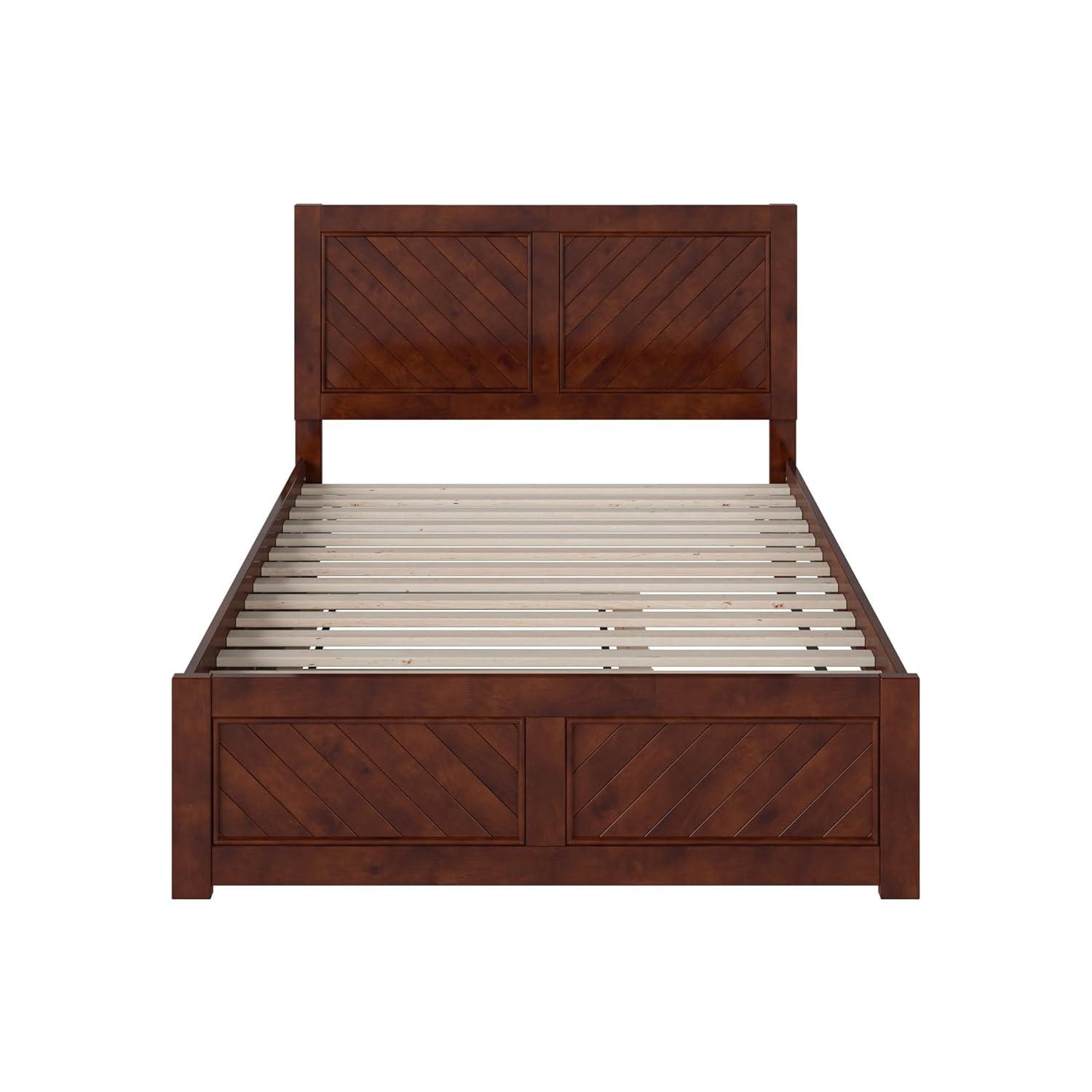 AFI Canyon Walnut Solid Wood Platform Bed with Matching Footboard & Twin Trundle, Full