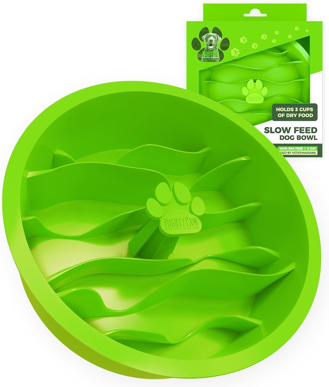 Medium Green BPA-Free Silicone Slow Feeder Dog Bowl