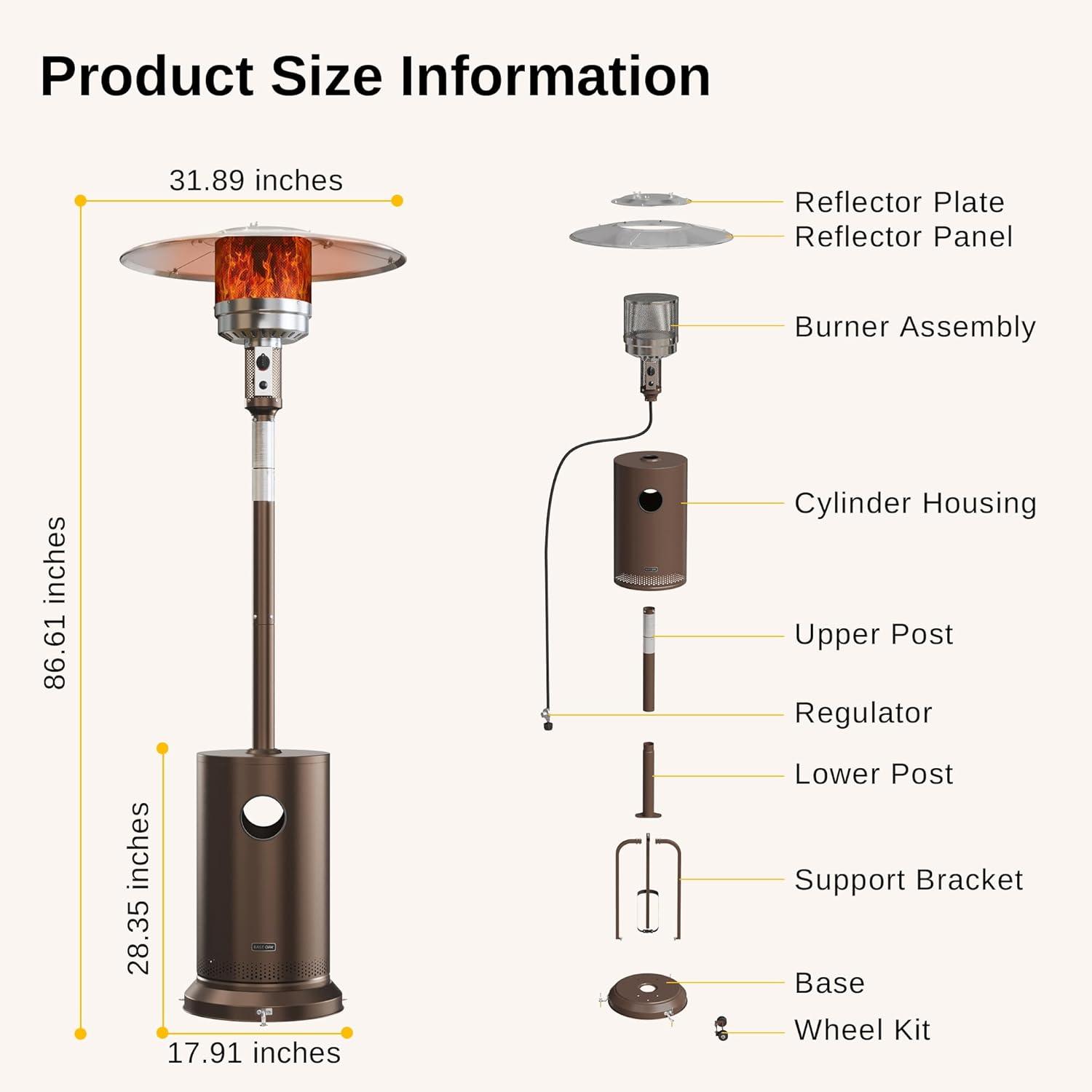 Bronze Propane Patio Heater with Round Table Design