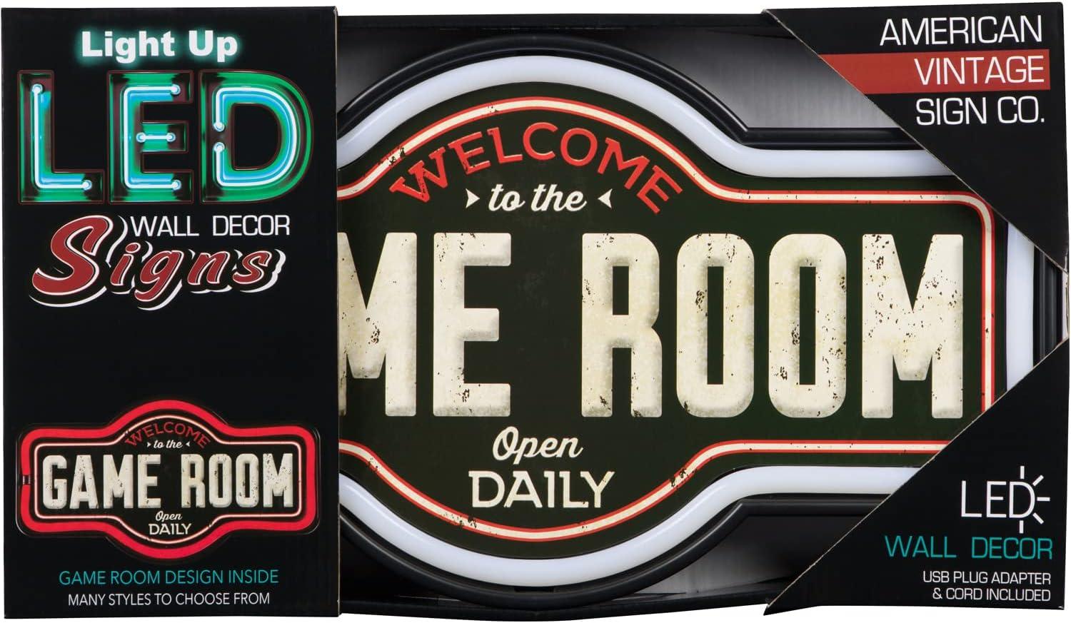 Game Room LED Neon Sign Vintage Inspired Retro Wall Decor for the Home, Game Room, Bar, or Man Cave (17” x 9.5” x 2”)