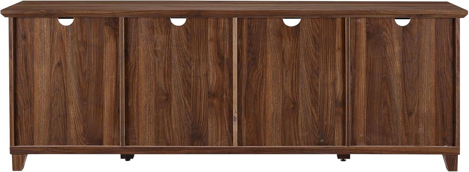 Dark Walnut 70-Inch TV Stand with Glass Doors and Cabinets