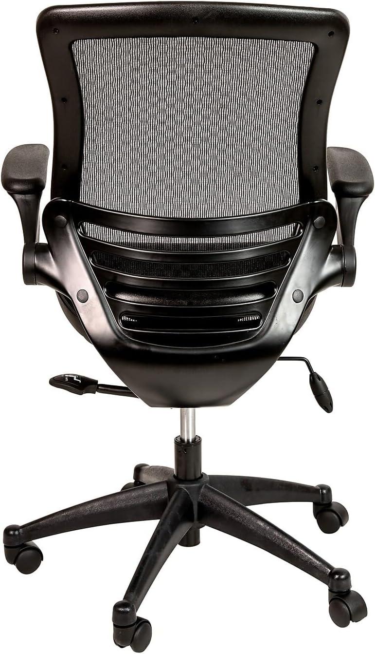 Flash Furniture Warfield Mid-Back Transparent Black Mesh Executive Swivel Office Chair with Black Frame and Flip-Up Arms