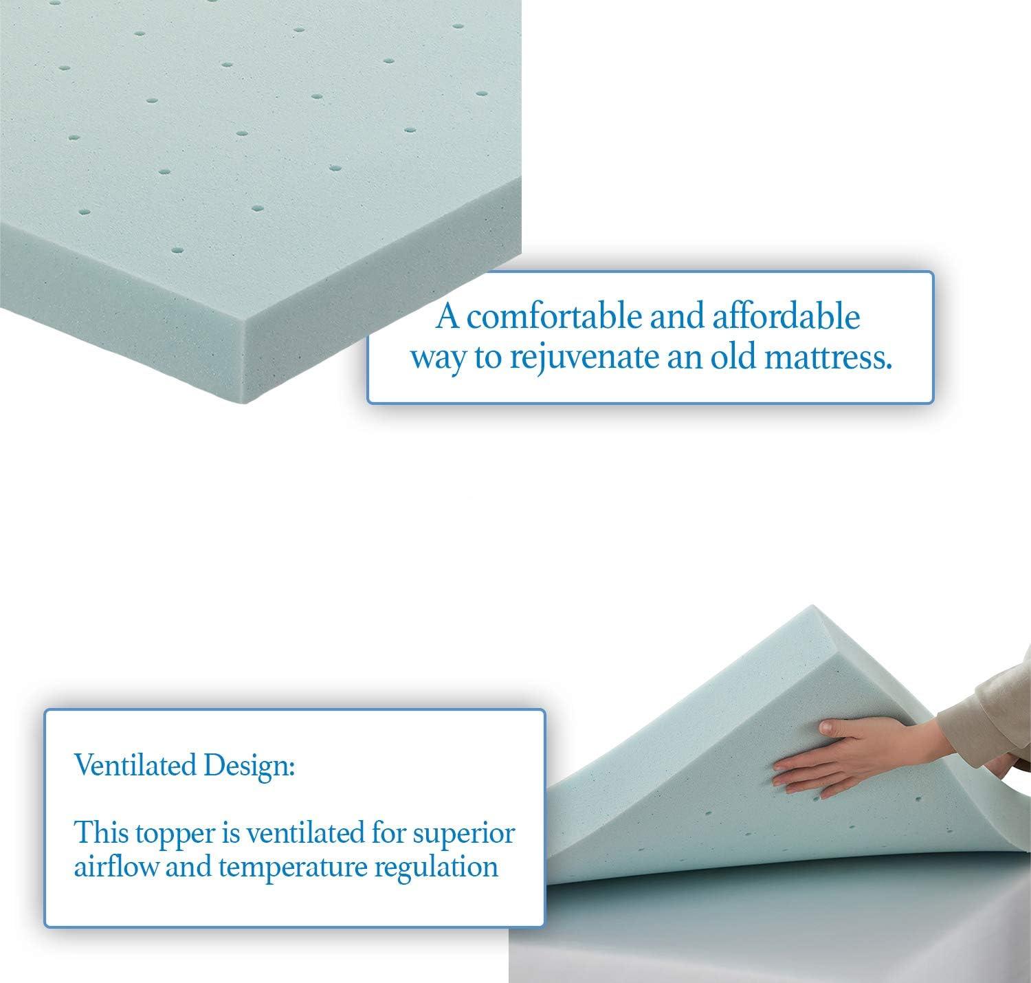 Nestl 4 Inch Memory Foam Mattress Topper, Full Size Gel Infused Mattress Topper