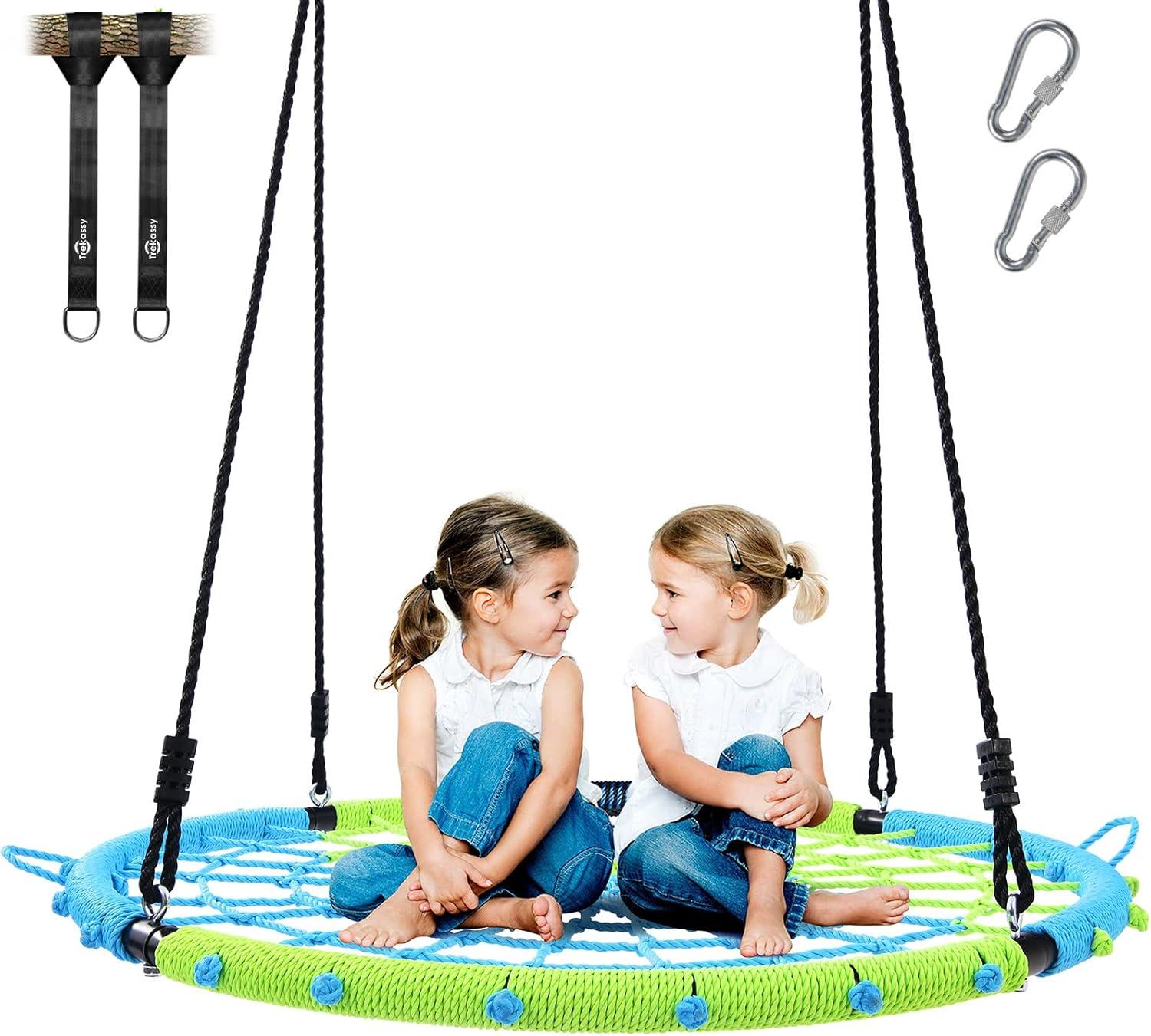 Trekassy 750lb Spider Web Swing 40" Saucer Tree Swing with Straps for Kids Outdoor Playground