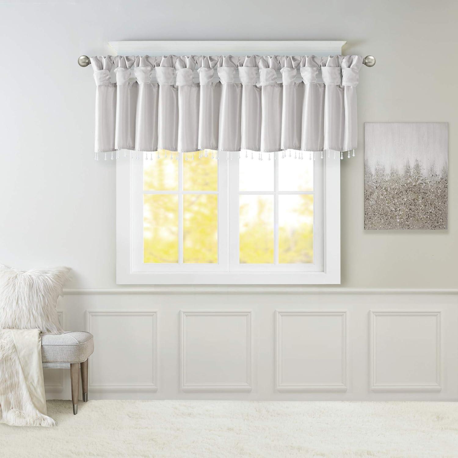 Madison Park Emilia Lightweight Faux Silk Single Valance with Beads