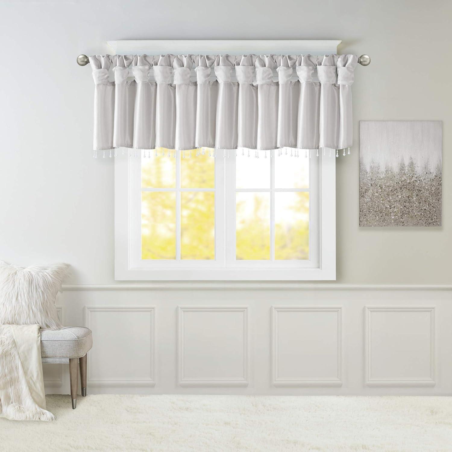 Madison Park Emilia Lightweight Faux Silk Single Valance with Beads
