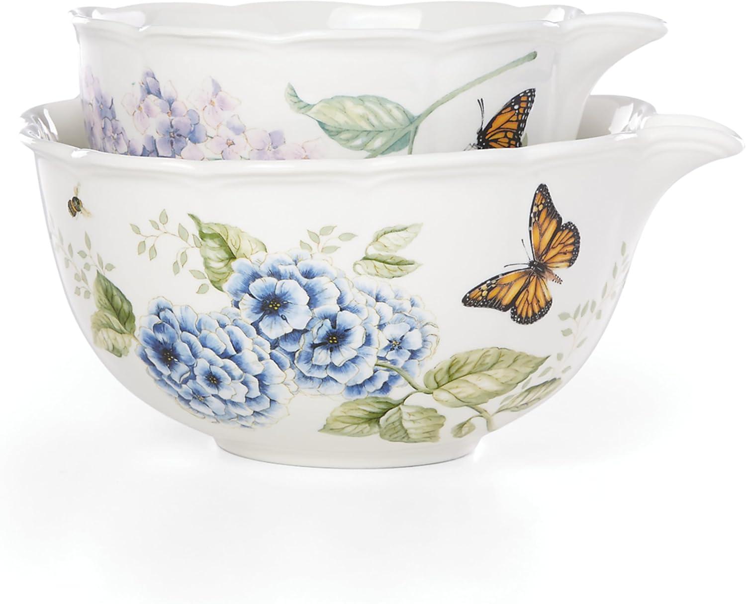 Colorful Ceramic Floral Print 2-Piece Nesting Bowl Set