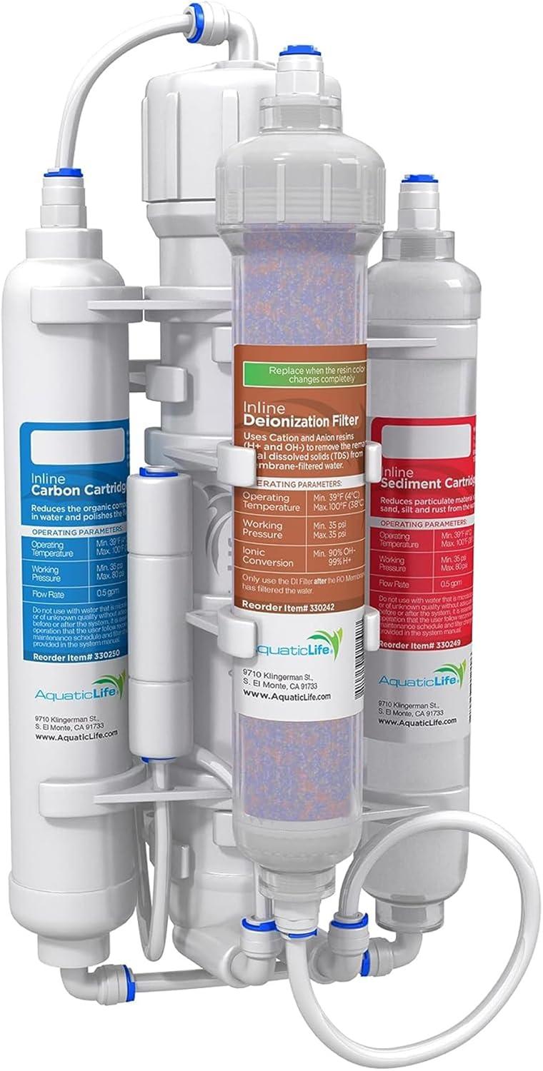 Aquatic Life 4 Stage Reverse Osmosis Deionization RO/DI Aquarium Reef Water Filtration System 50 GPD RO Buddie