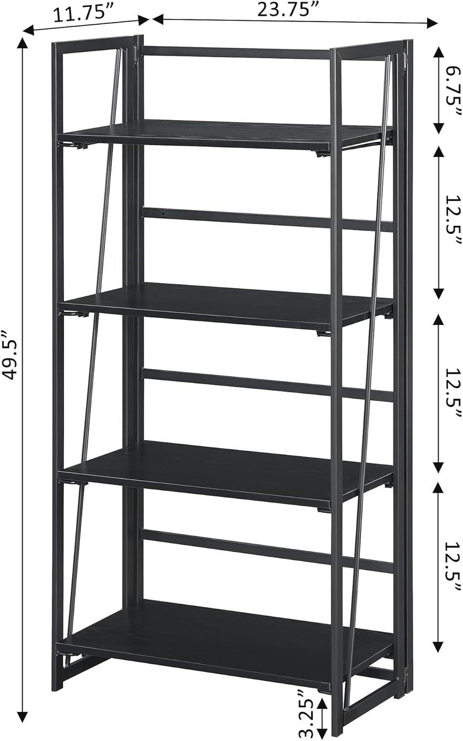 Xtra Folding 4 Tier Bookshelf Black