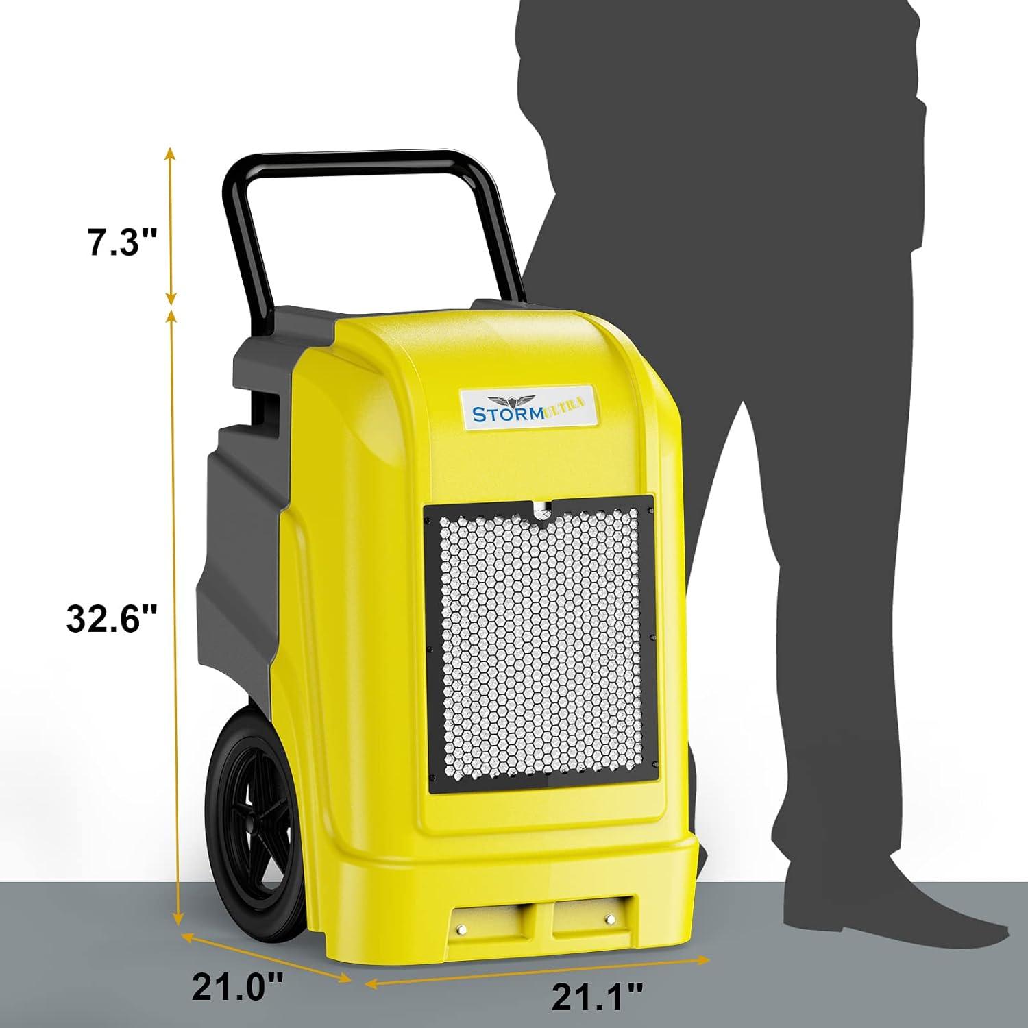 Yellow Commercial Smart WiFi Dehumidifier with Pump