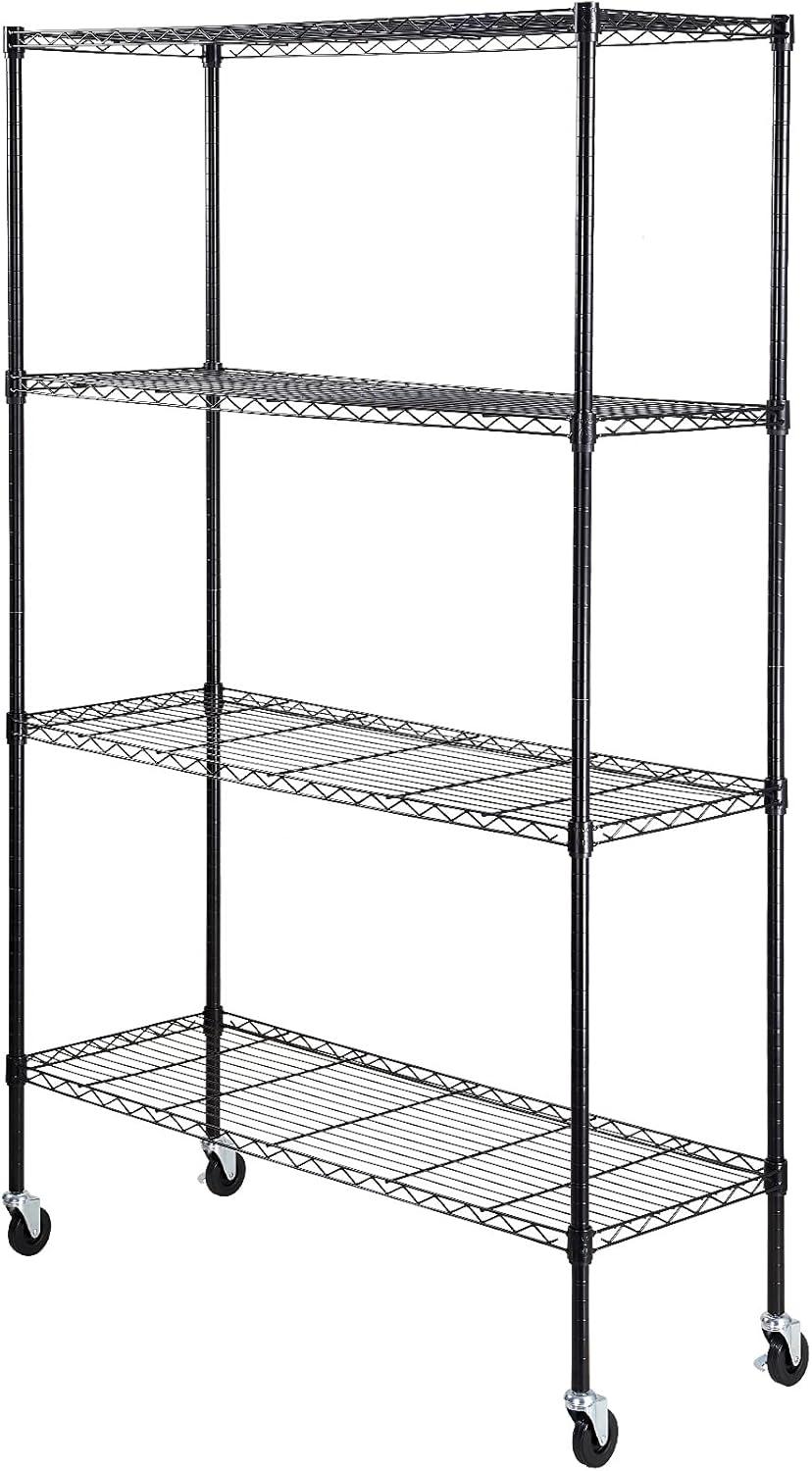 VEVOR 4-Tier Adjustable Storage Shelving Unit with Wheels, 700 lbs Capacity, Heavy Duty Metal Wire Rack