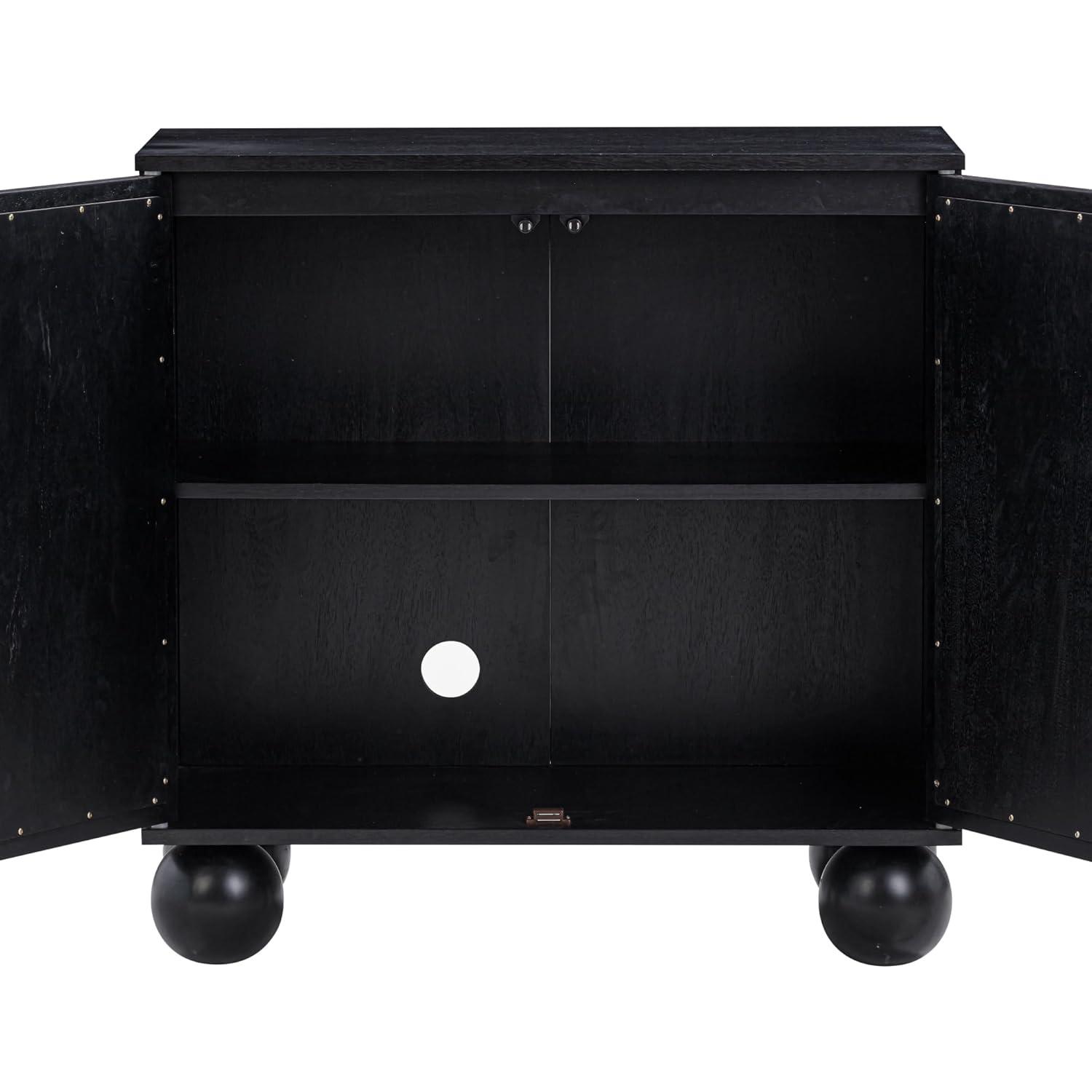 Nathan James Boho Storage Cabinet with Ball-Style Feet and Seagrass Door Panels