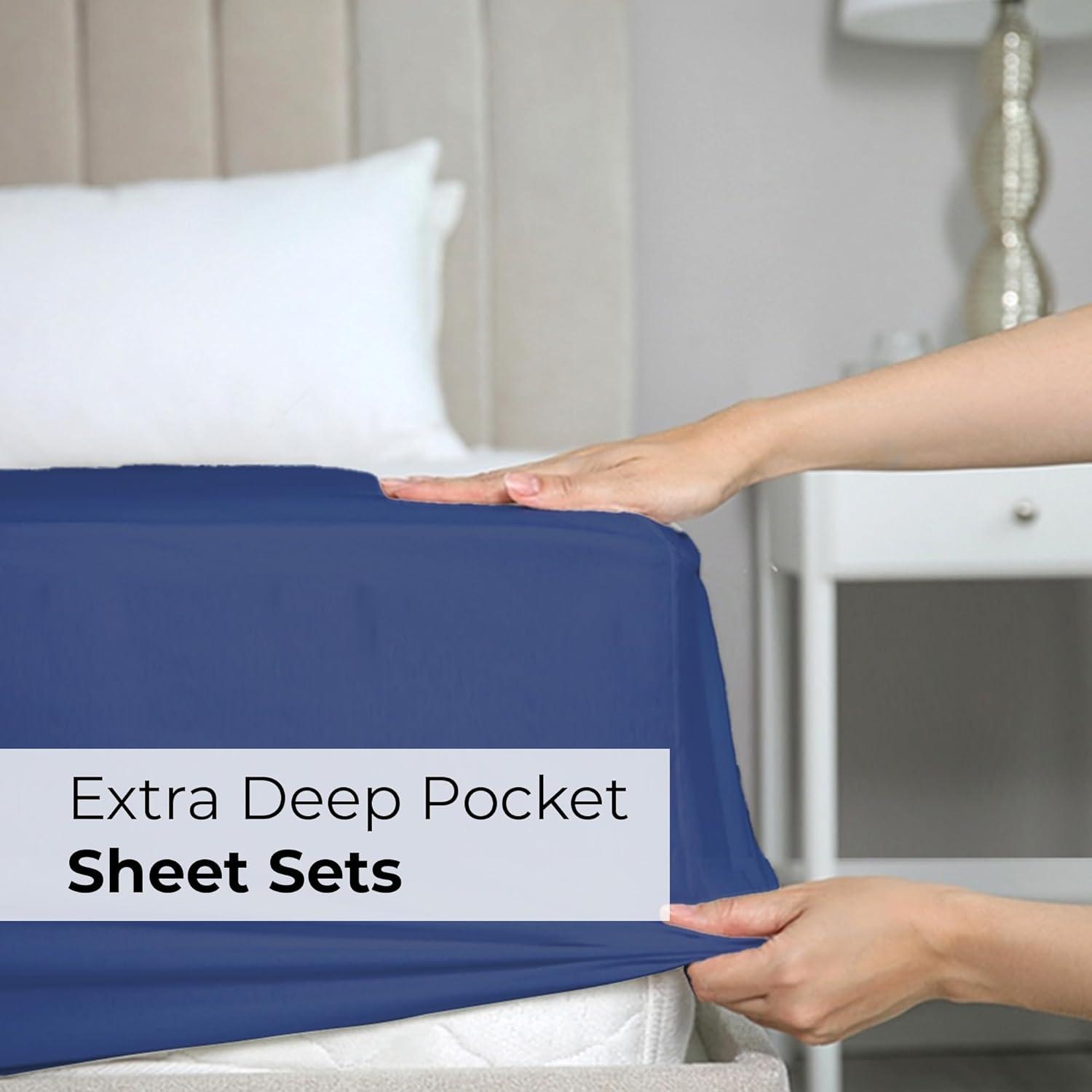 4 Piece Extra Deep Pocket luxury Sheet Set - Solid Ultra Soft & Cooling Sheet Sets