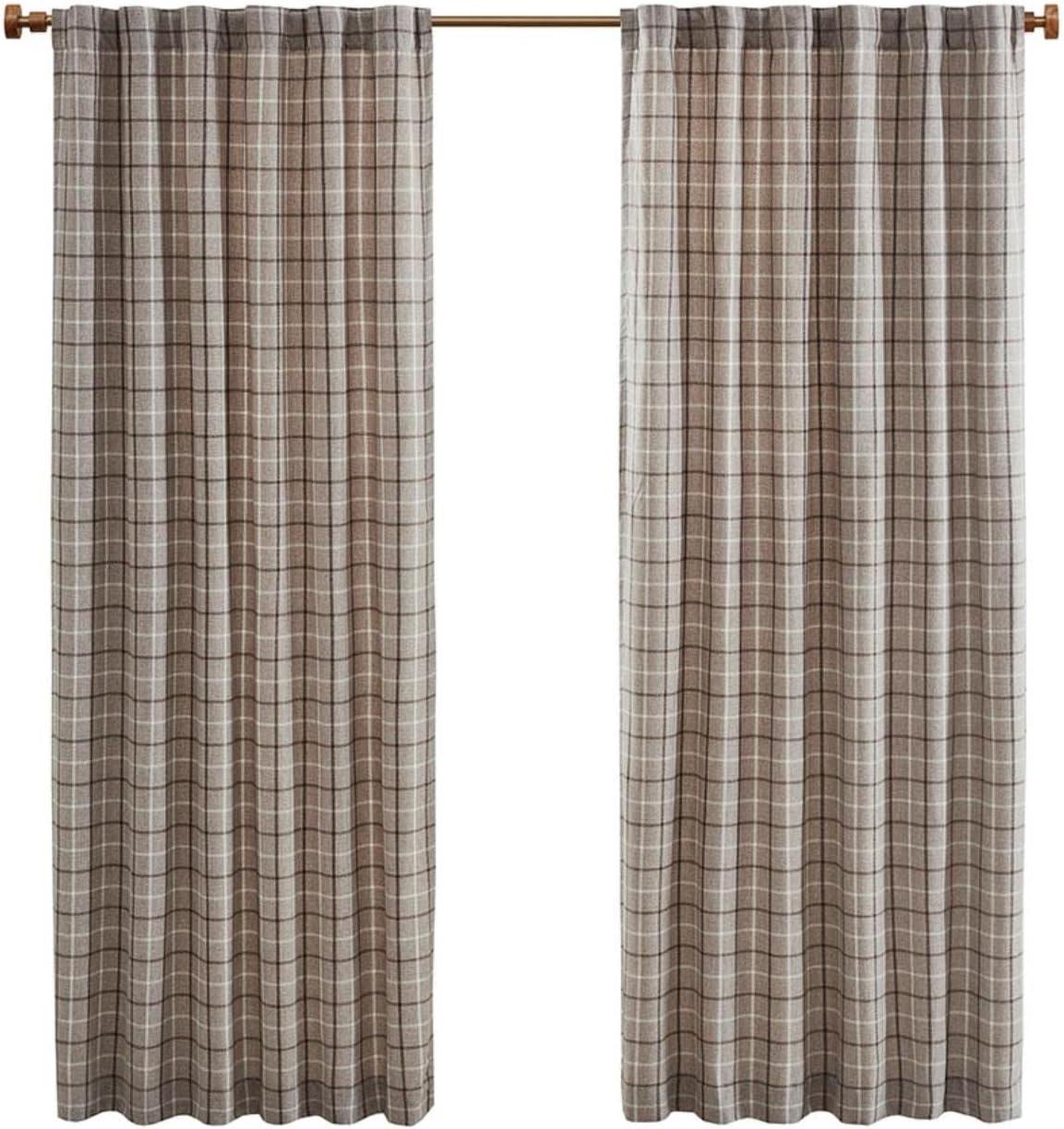 Anaheim Woven Plaid Room Darkening Thermal Fleece Lined Single Curtain Panel