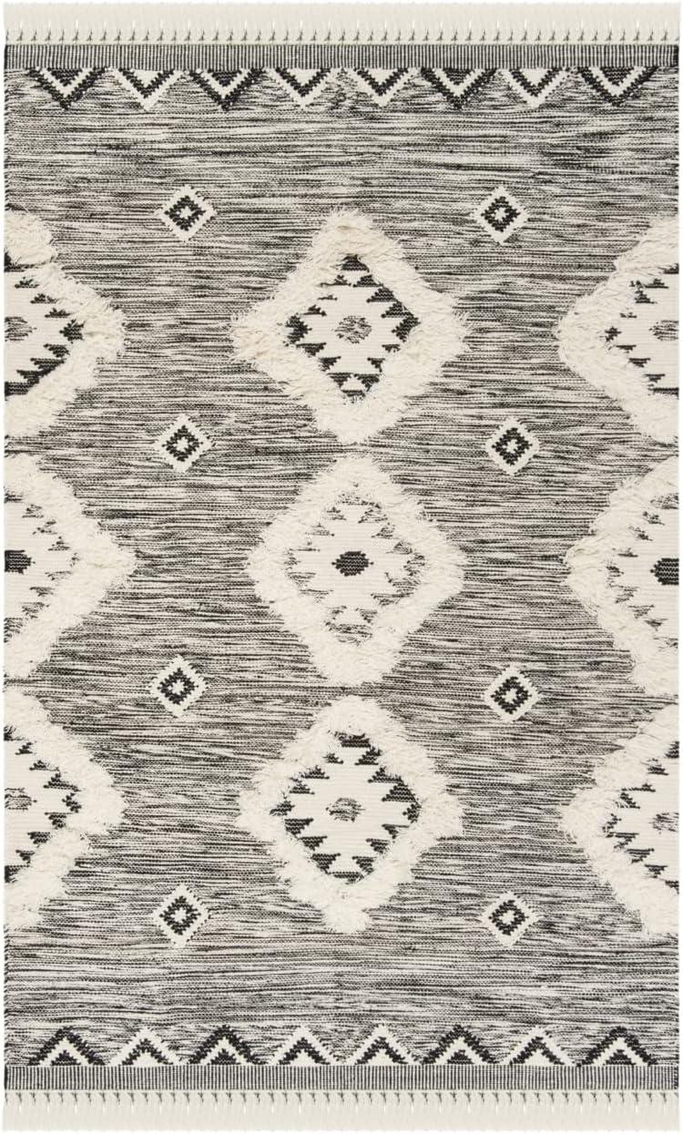 Kenya KNY906 Hand Knotted Area Rug - Black/Ivory - 6'x9' - Safavieh.