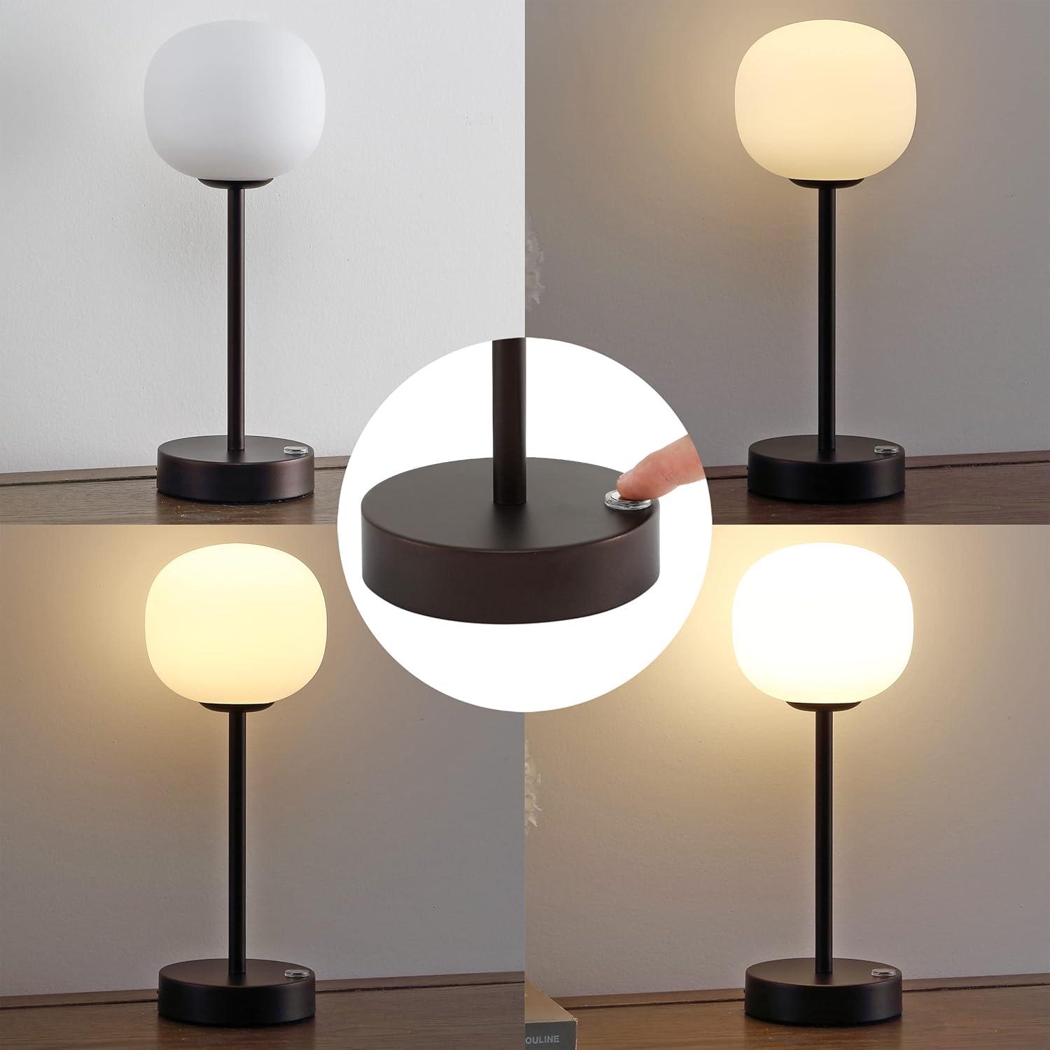 JONATHAN Y Natalia Modern Farmhouse Iron Rechargeable Integrated Portable LED Table Lamp