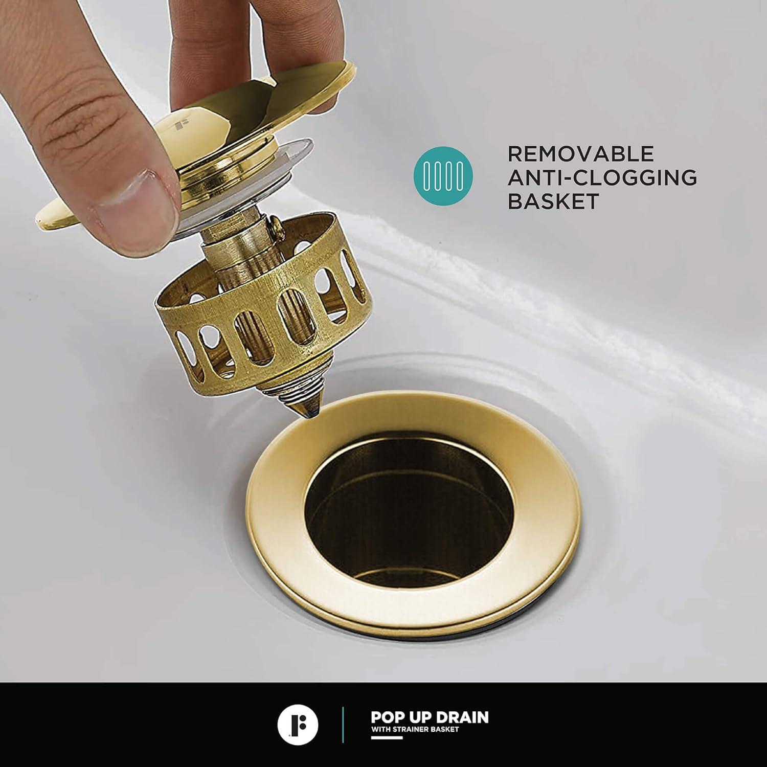 Fine Fixtures Single Hole Bathroom Faucet with Pop-up Drain and Strainer Basket FAM3PC