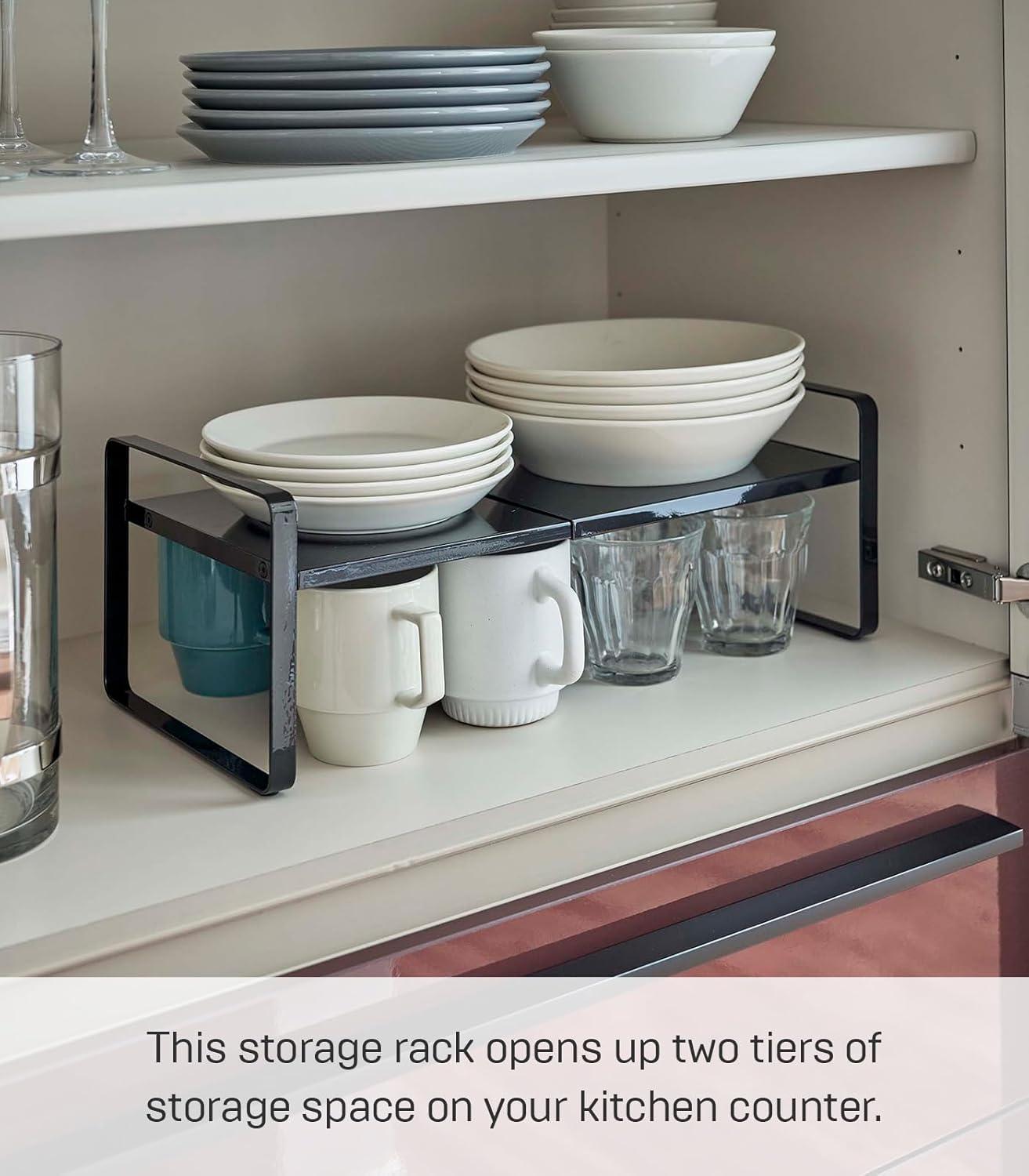 Yamazaki Home Yamazaki Home Steel Kitchen 2 Tiered Shelf Rack- Expandable Countertop Organizer For Kitchen, Steel