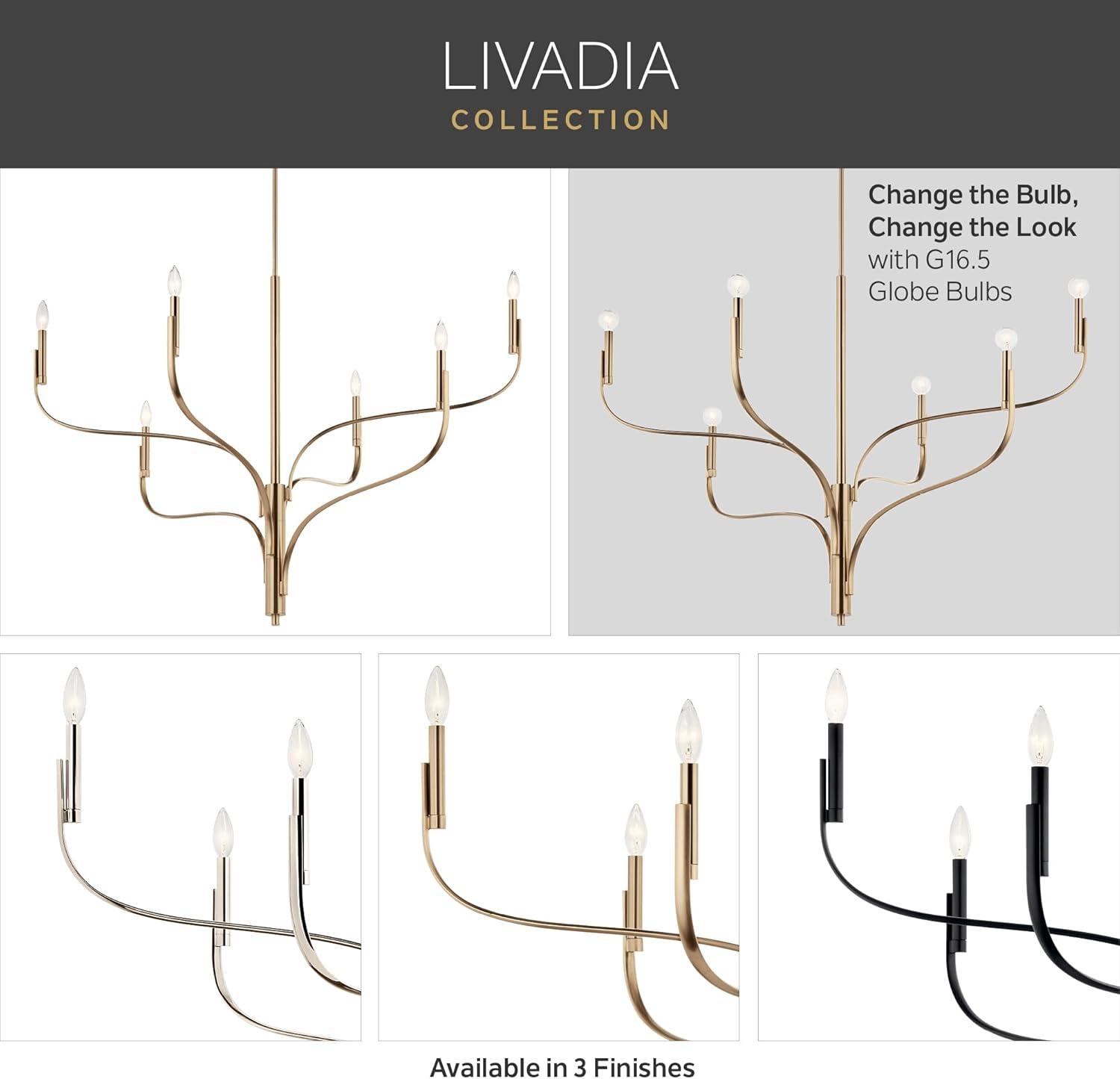 Livadia Black 6-Light Modern Candle Chandelier