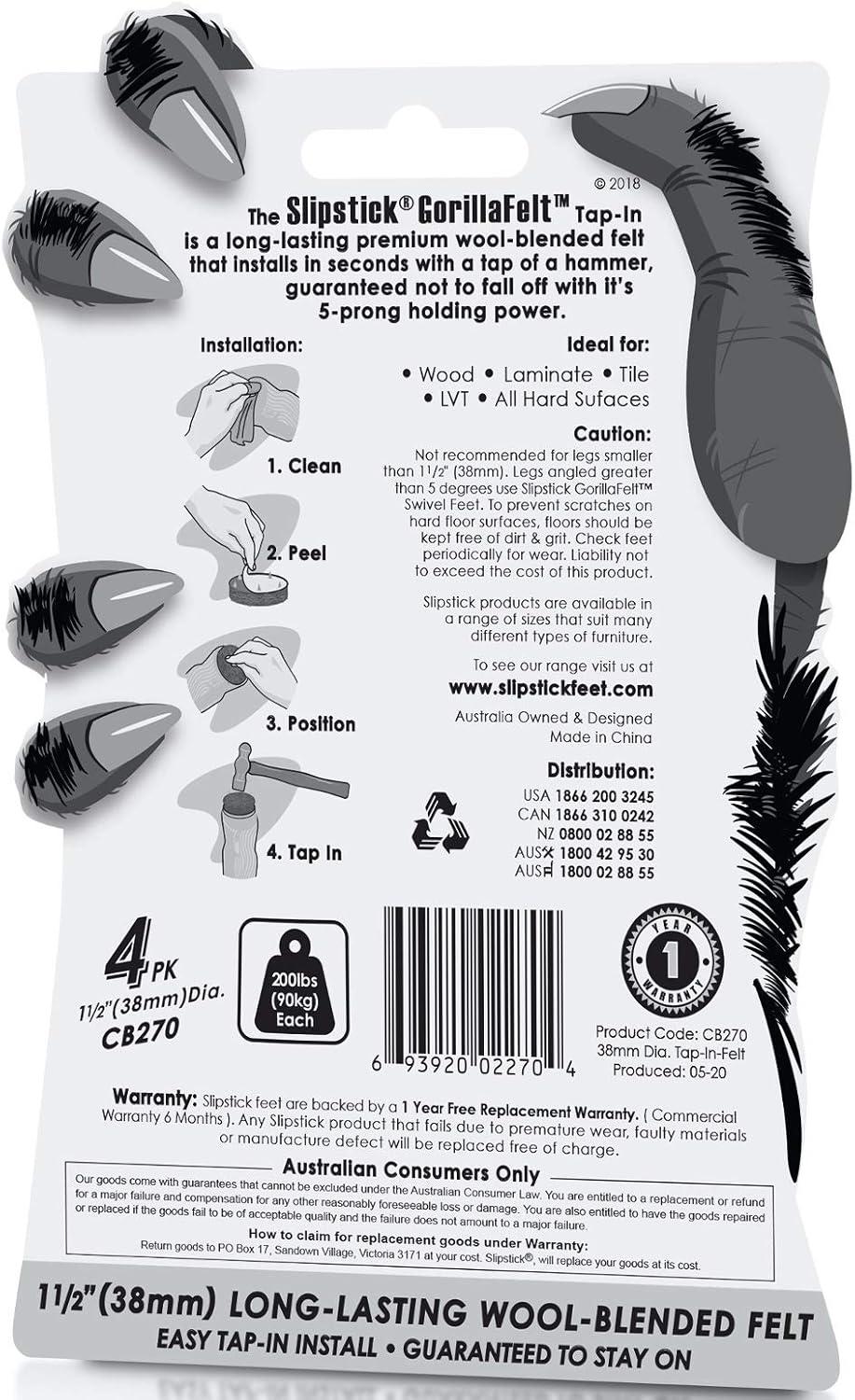 Slipstick GorillaFelt 1.5 inch Grey/Brown Plastic