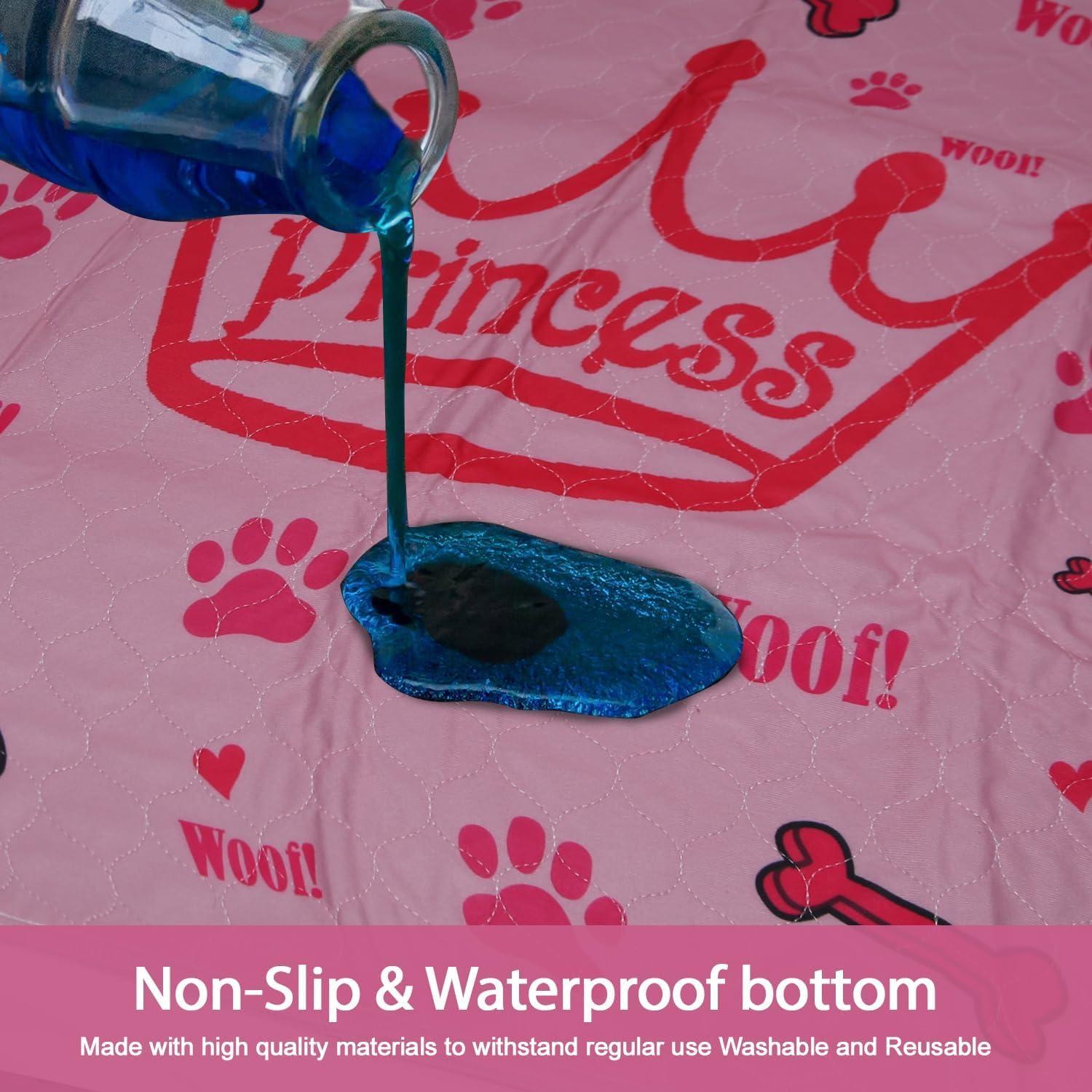 Pink Princess Washable Dog Pee Pads with Grooming Gloves