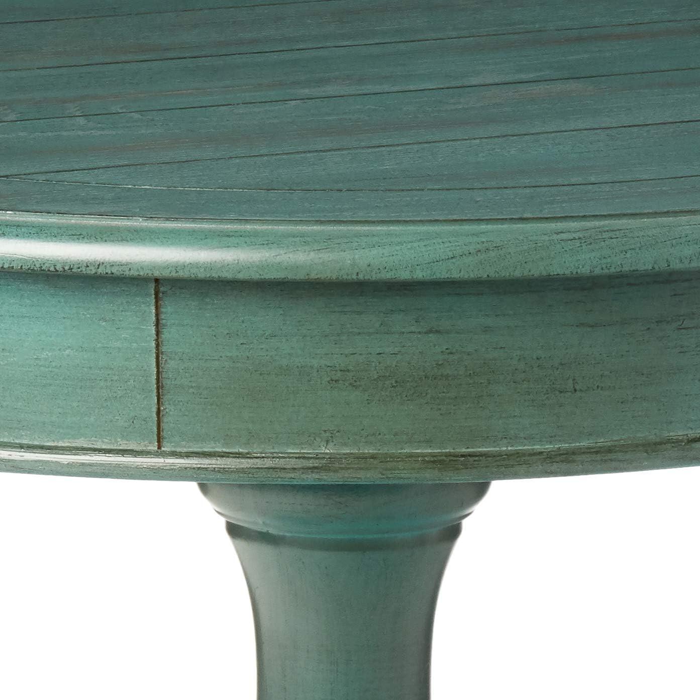 Avalon Caribbean Blue Hand Painted Round Wood Accent Table