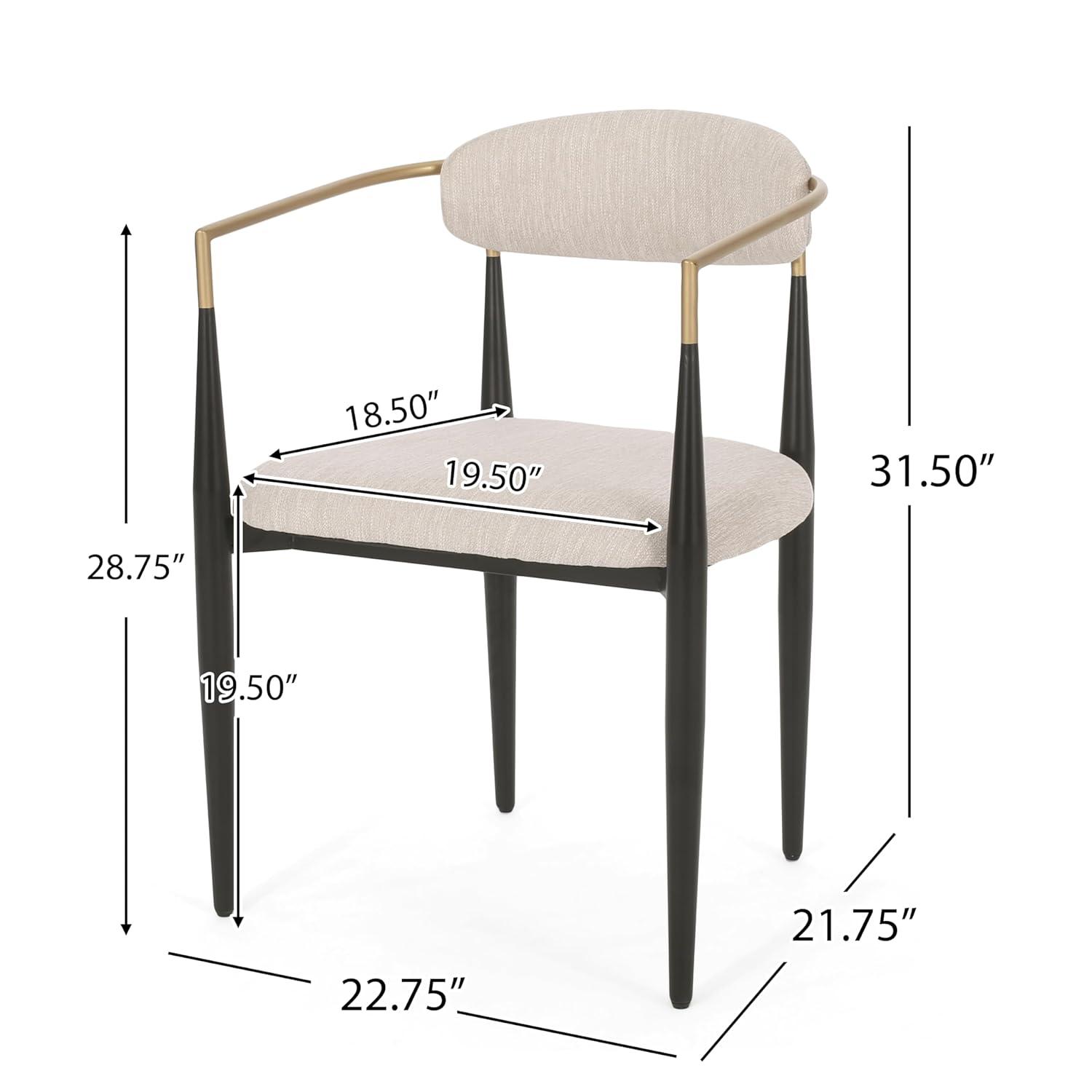 Christopher Knight Home Set of 2 Elmore Iron Upholstered Dining Chairs Beige/Black/Gold