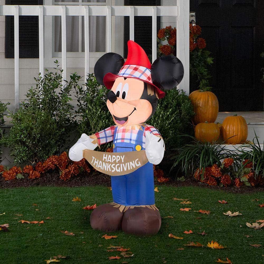 Gemmy Airblown Inflatable Mickey as Scarecrow Disney, 3.5 ft Tall, Multicolored