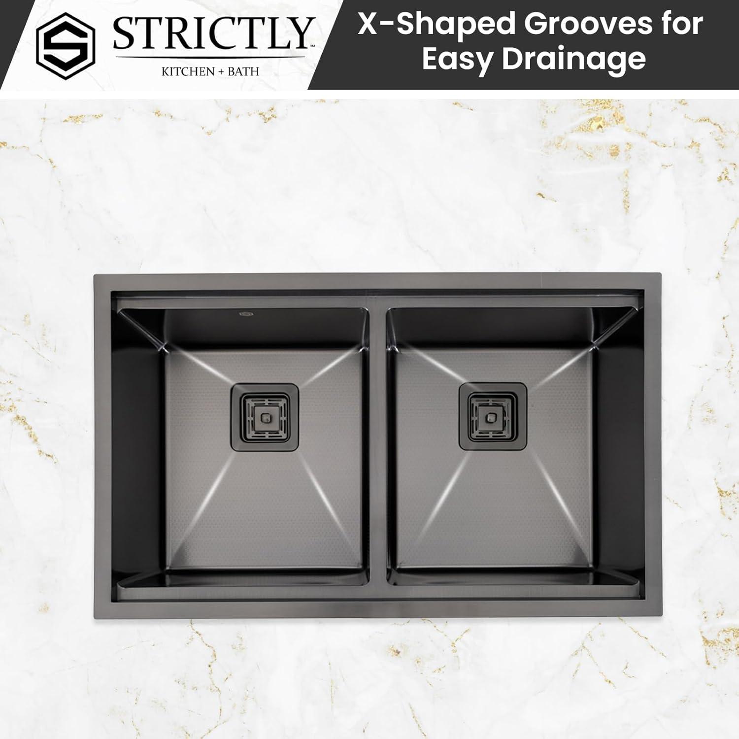 Strictly Sinks 32” Copper Undermount Workstation 16 Gauge Double Bowl Kitchen Sink Stain Resistant
