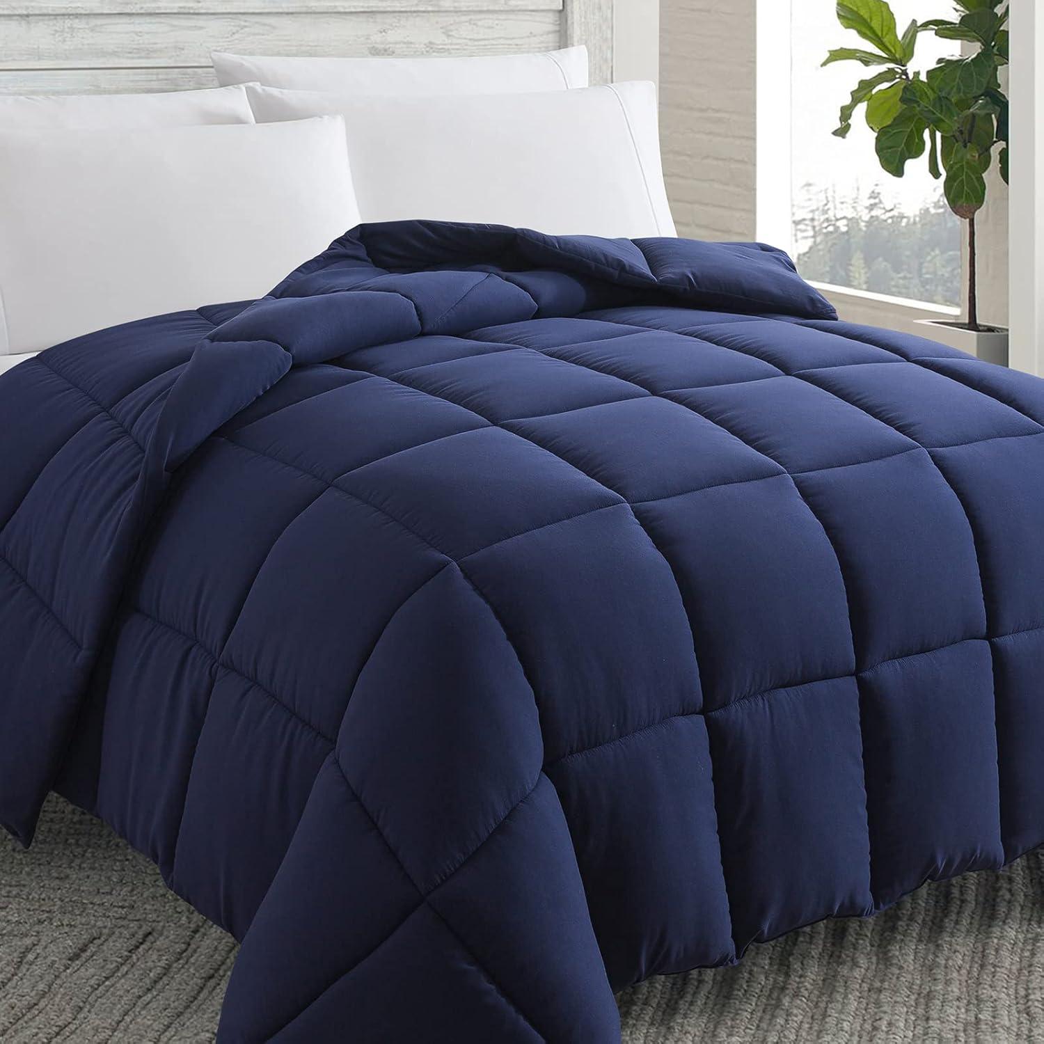 All Season Down Alternative Duvet Insert with Corner Tabs Hypoallergenic Ultra Soft 1 Piece Comforter - Twin , Navy Blue