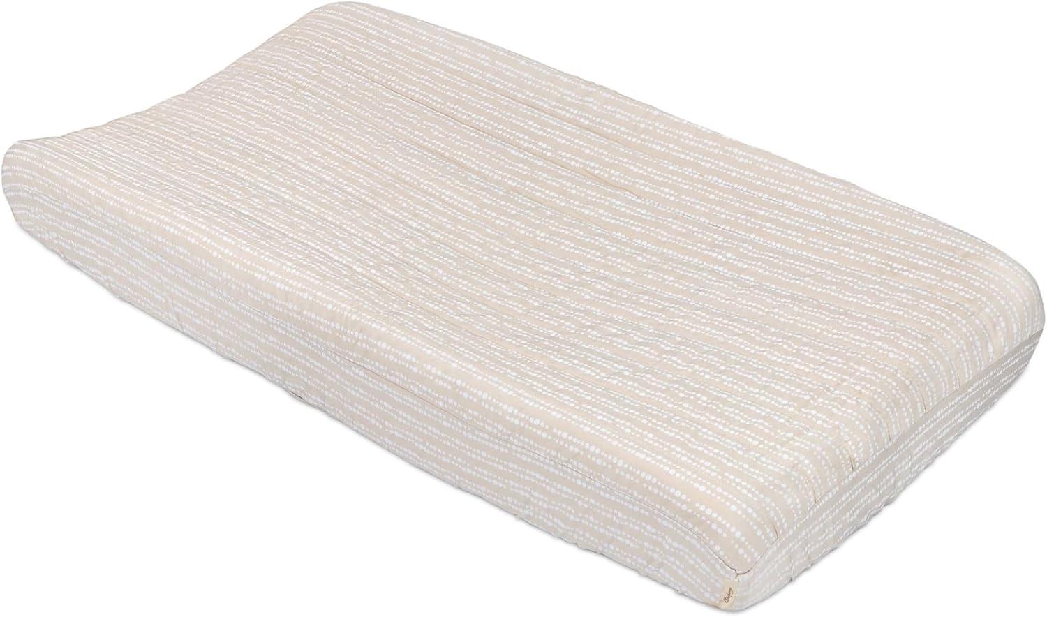 Neutral Dot Beige Quilted Cotton Changing Pad Cover