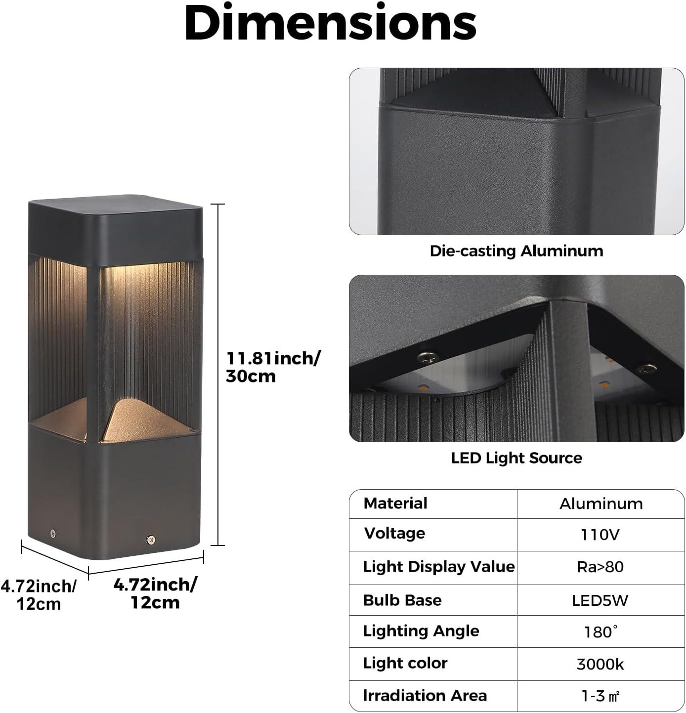 Black Aluminum LED Pathway Light with Warm Glow