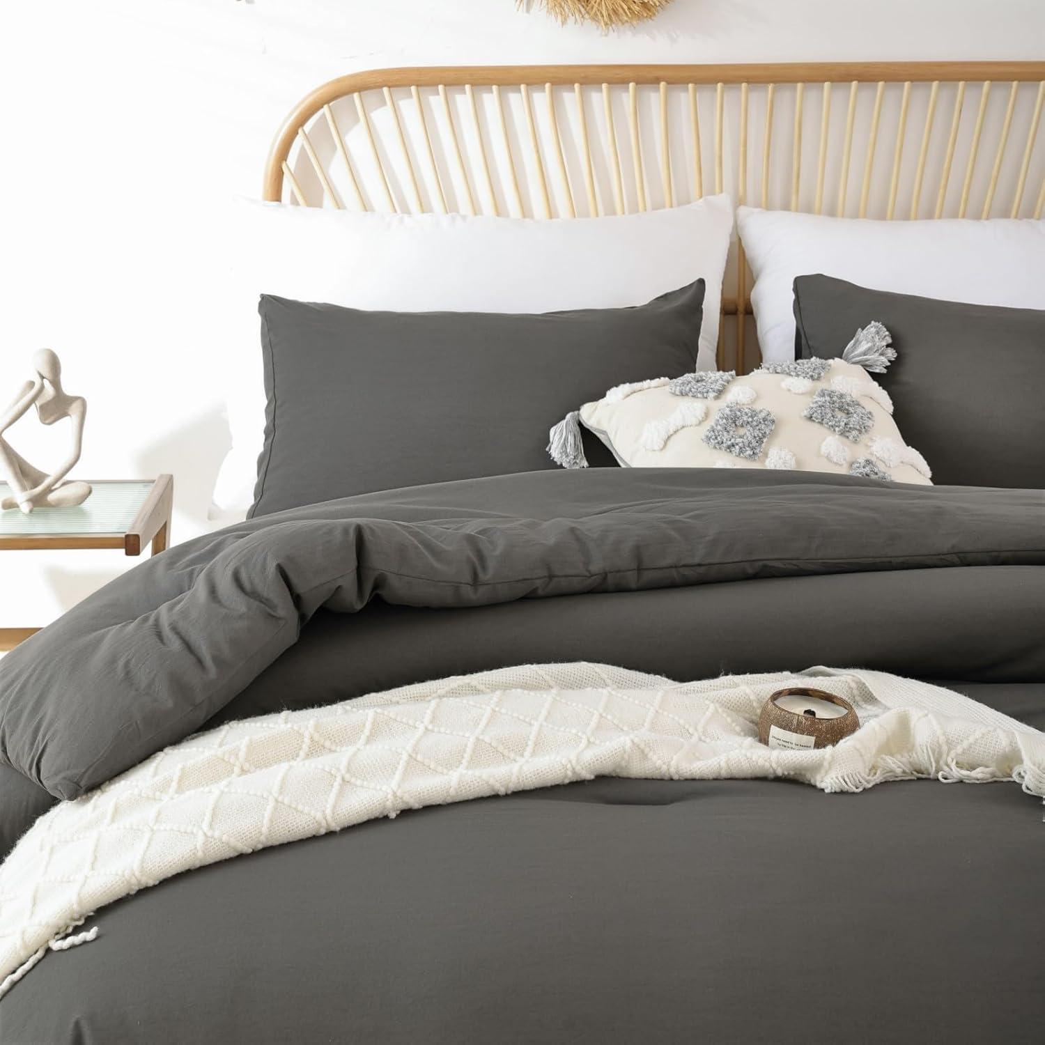 Comforter Set Charcoal Gray - 3 Piece - Full