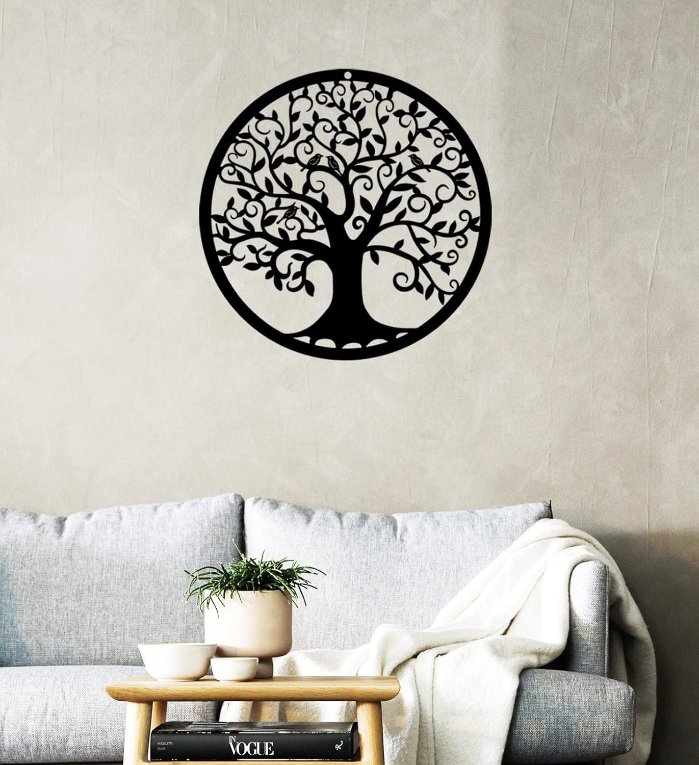 RESACO Tree of Life Wall Art Metal Tree Life Wall Decor Family Tree Wall Plaque 11 Inches Tree of Life Wall Hanging for Bathroom Kitchen Living Room Bedroom Indoor Outdoor(Black)