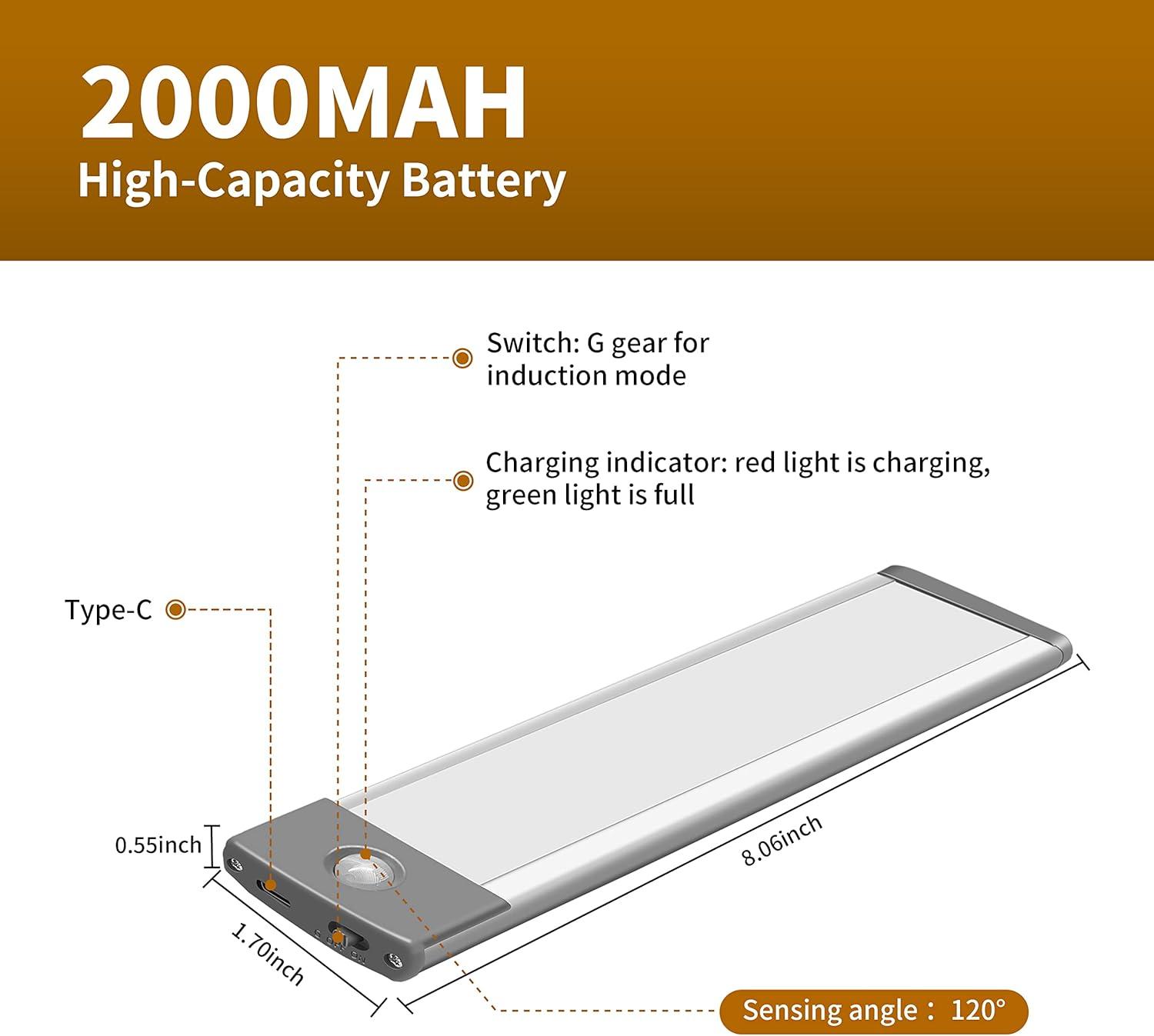 LEPOTEC 2022 30 LED Under Counter Closet Lighting, Pantry Light, LED Motion Sensor Cabinet Light Battery Powered Operated Light 2500mah Rechargeable Wireless Motion Sensor Closet Light