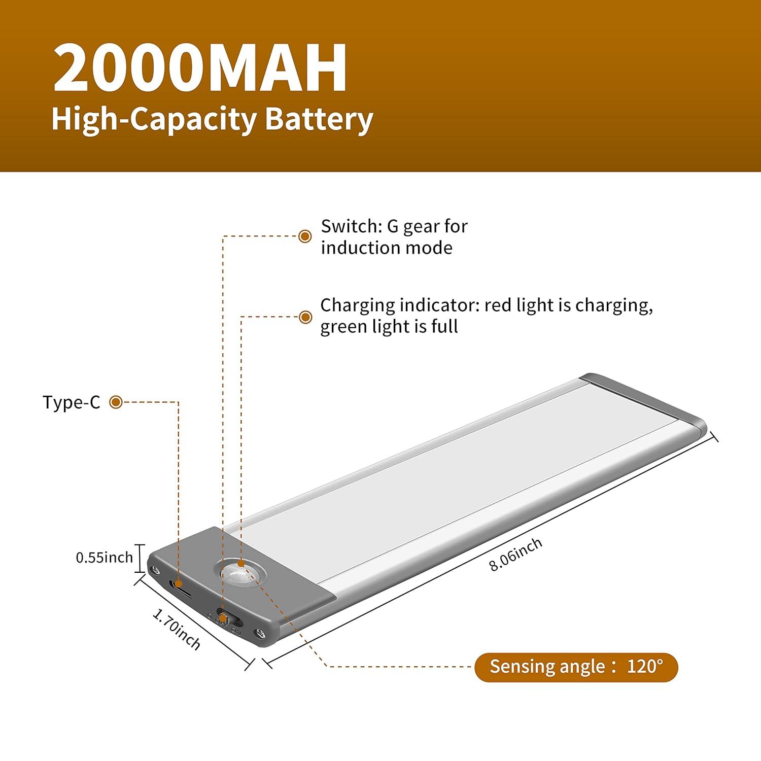 LEPOTEC 2022 30 LED Under Counter Closet Lighting, Pantry Light, LED Motion Sensor Cabinet Light Battery Powered Operated Light 2500mah Rechargeable Wireless Motion Sensor Closet Light