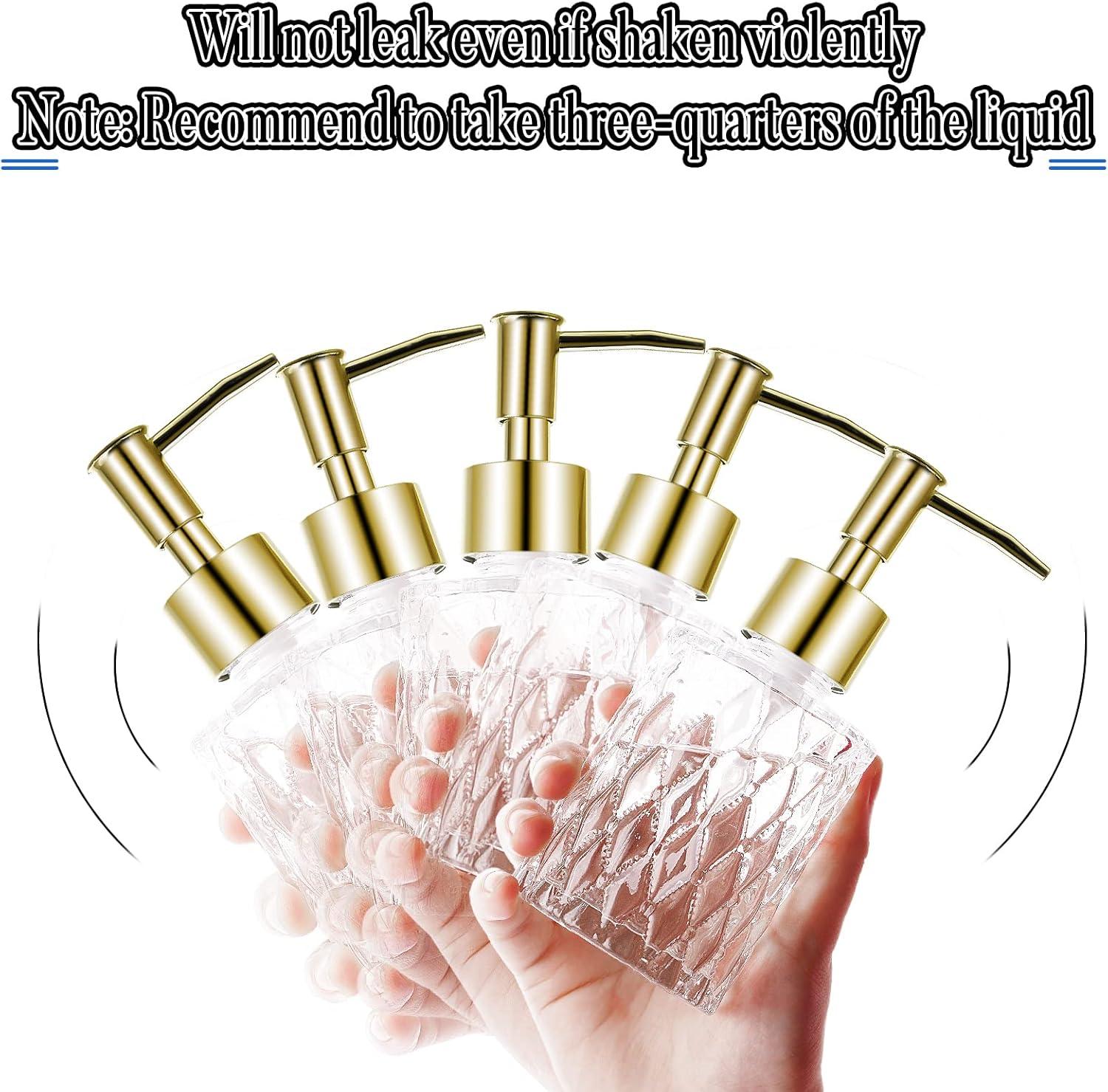 Multipurpose Soap Dispenser Easy to Clean Glass Soap Pump Dispenser Ideal for Bath and Bathroom (Gold)