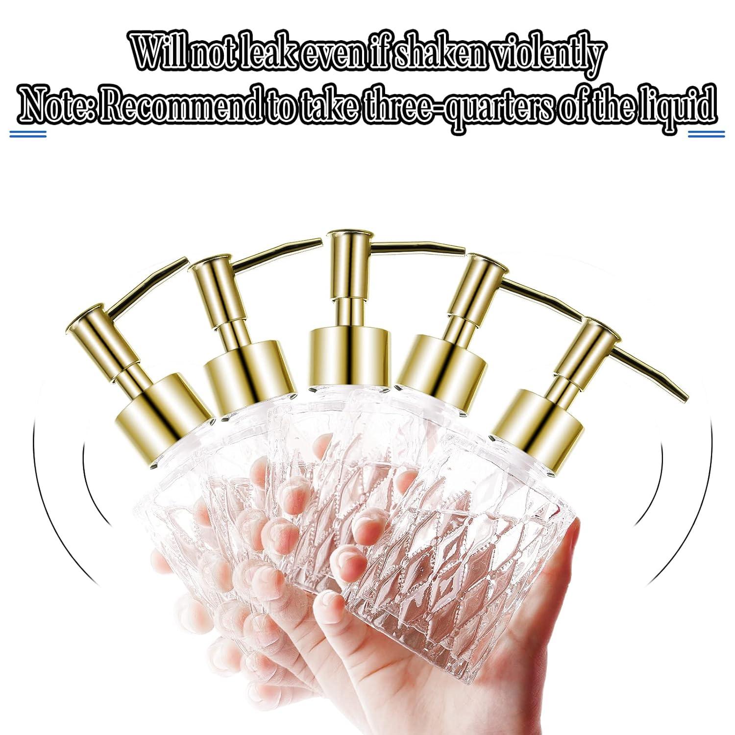 Multipurpose Soap Dispenser Easy to Clean Glass Soap Pump Dispenser Ideal for Bath and Bathroom (Gold)