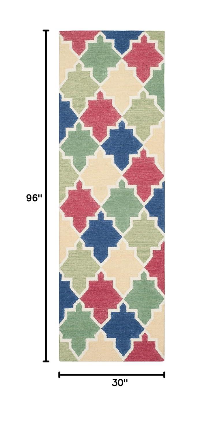 SAFAVIEH Dhurries Wystan Geometric Area Rug, Blue/Multi, 3' x 5'