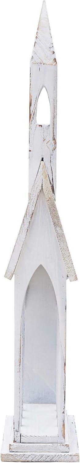 Gallerie II 24" Rustic White Church Chapel w/ White Roof Easter & Christmas Card Mail Holder