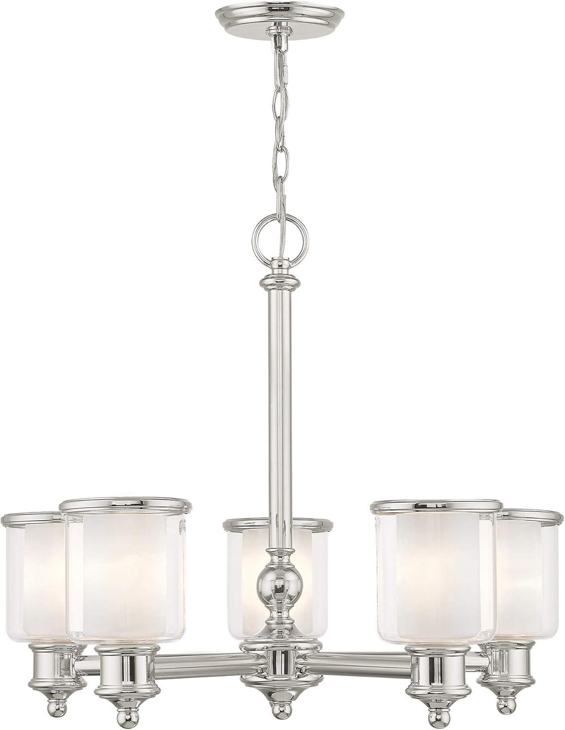 Middlebush 5-Light Polished Nickel Chandelier with Double Glass Shades