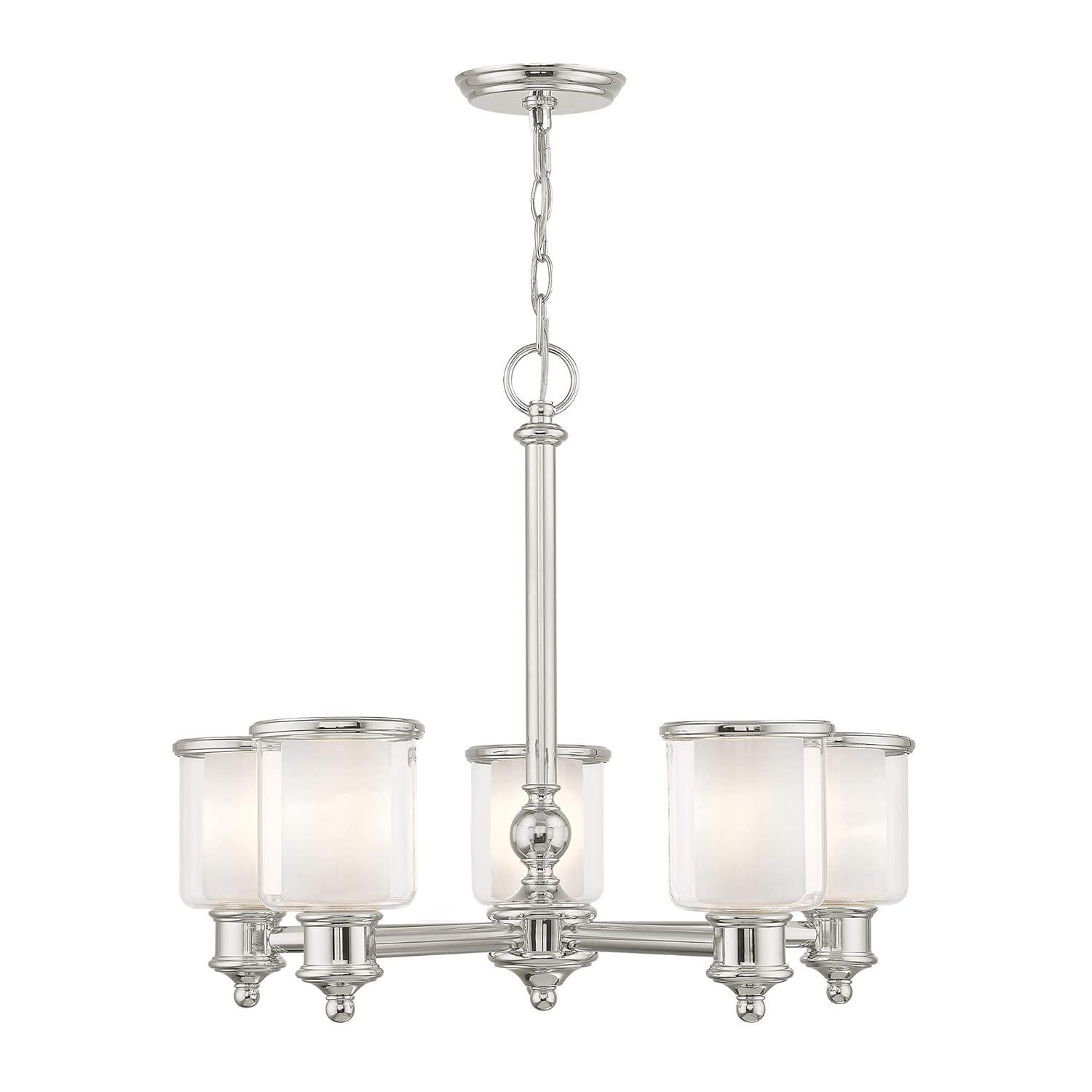 Middlebush 5-Light Polished Nickel Chandelier with Double Glass Shades