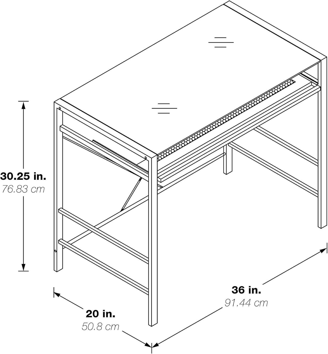 Zephyr Sleek Black Tempered Glass Computer Desk with Silver Frame