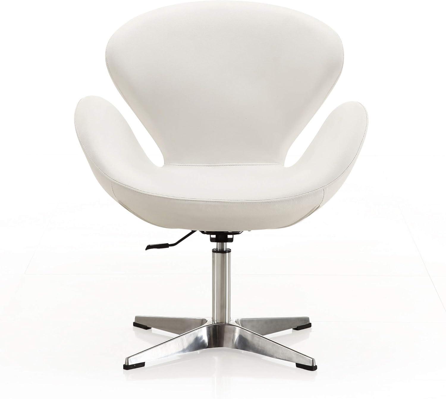 Set of 2 Raspberry Faux Leather Adjustable Swivel Chairs White - Manhattan Comfort