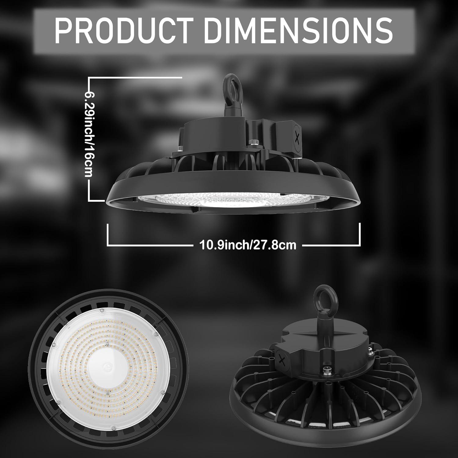 150W Black Aluminum UFO LED High Bay Light with Clear Glass Lens