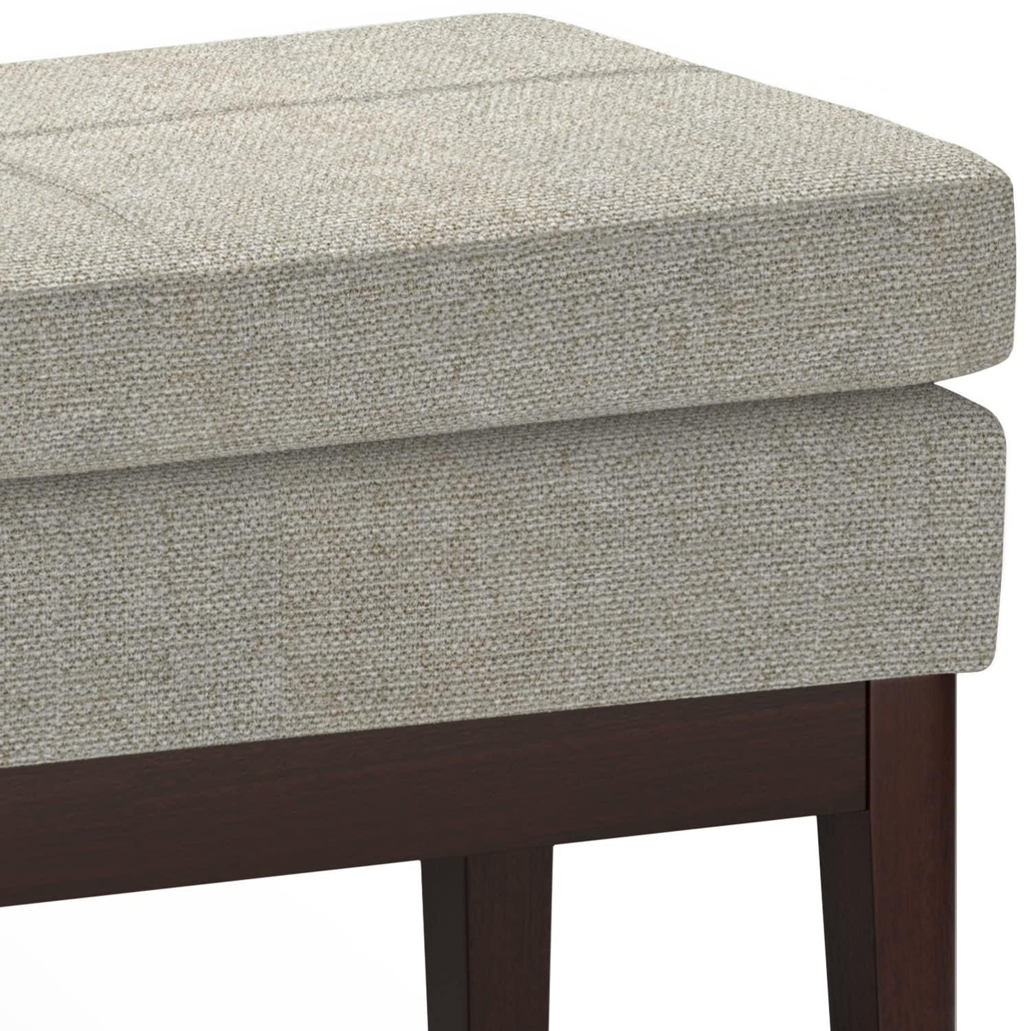 Simpli Home Carlson Small Mid-Century Ottoman Bench with Upholstered Seat