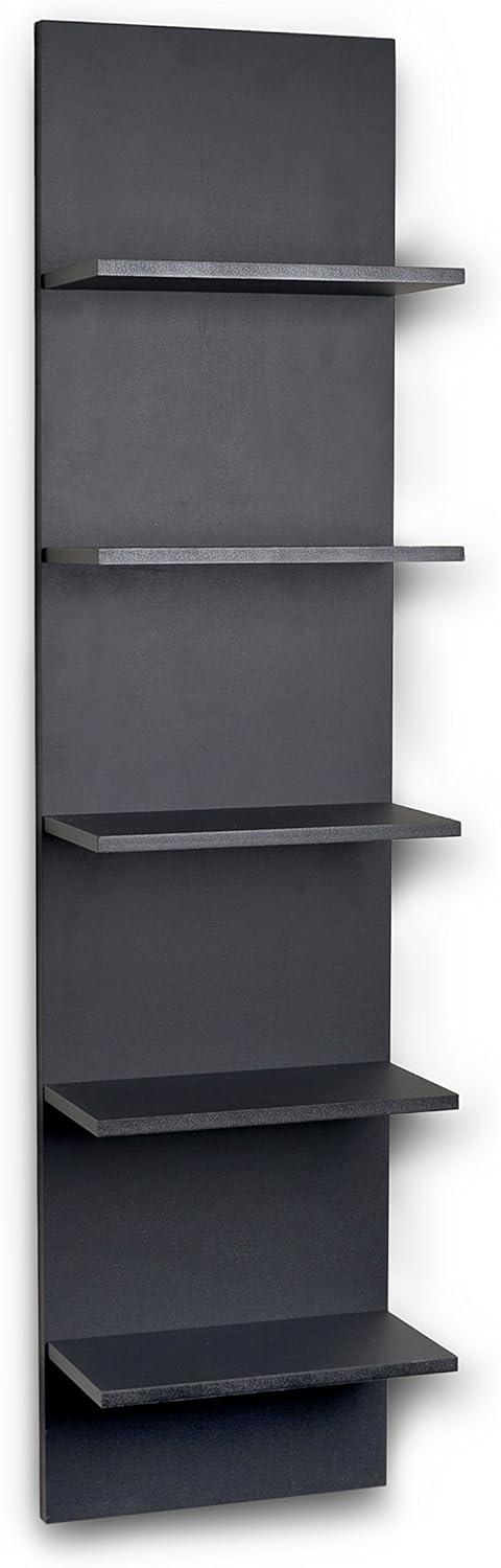 Danya B. 47" x 11.7" Wide Vertical Column Wall Shelf Black: Laminated MDF, 5-Tier Storage, Spot Clean